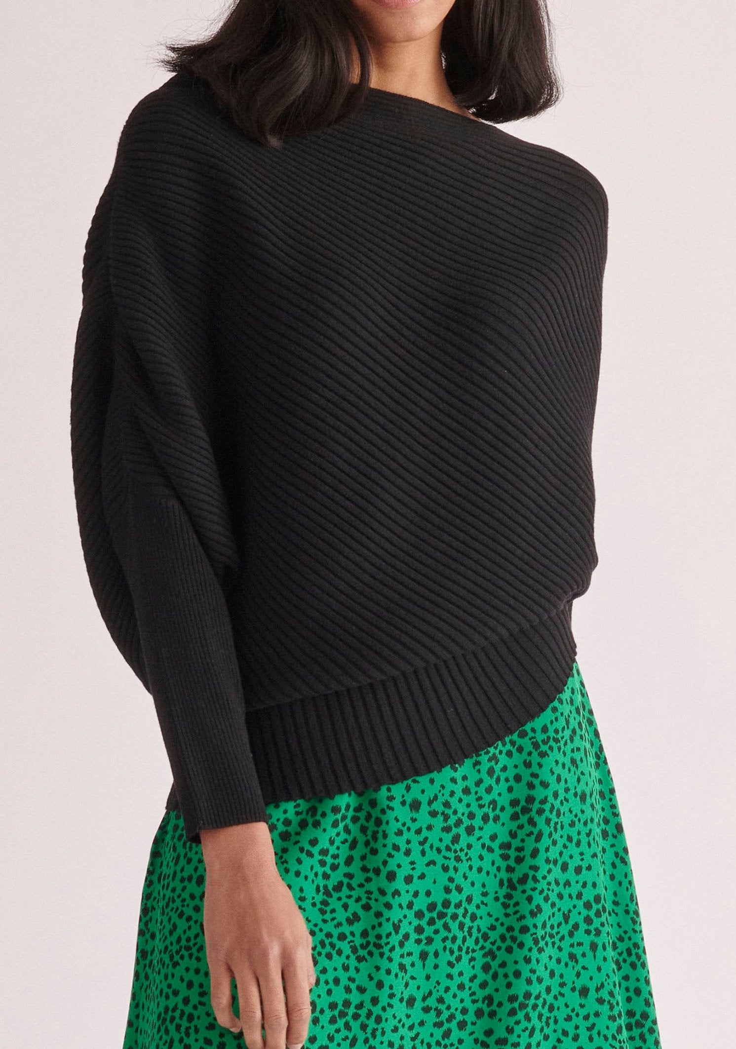 Paisie Draped Knitted Jumper in Black