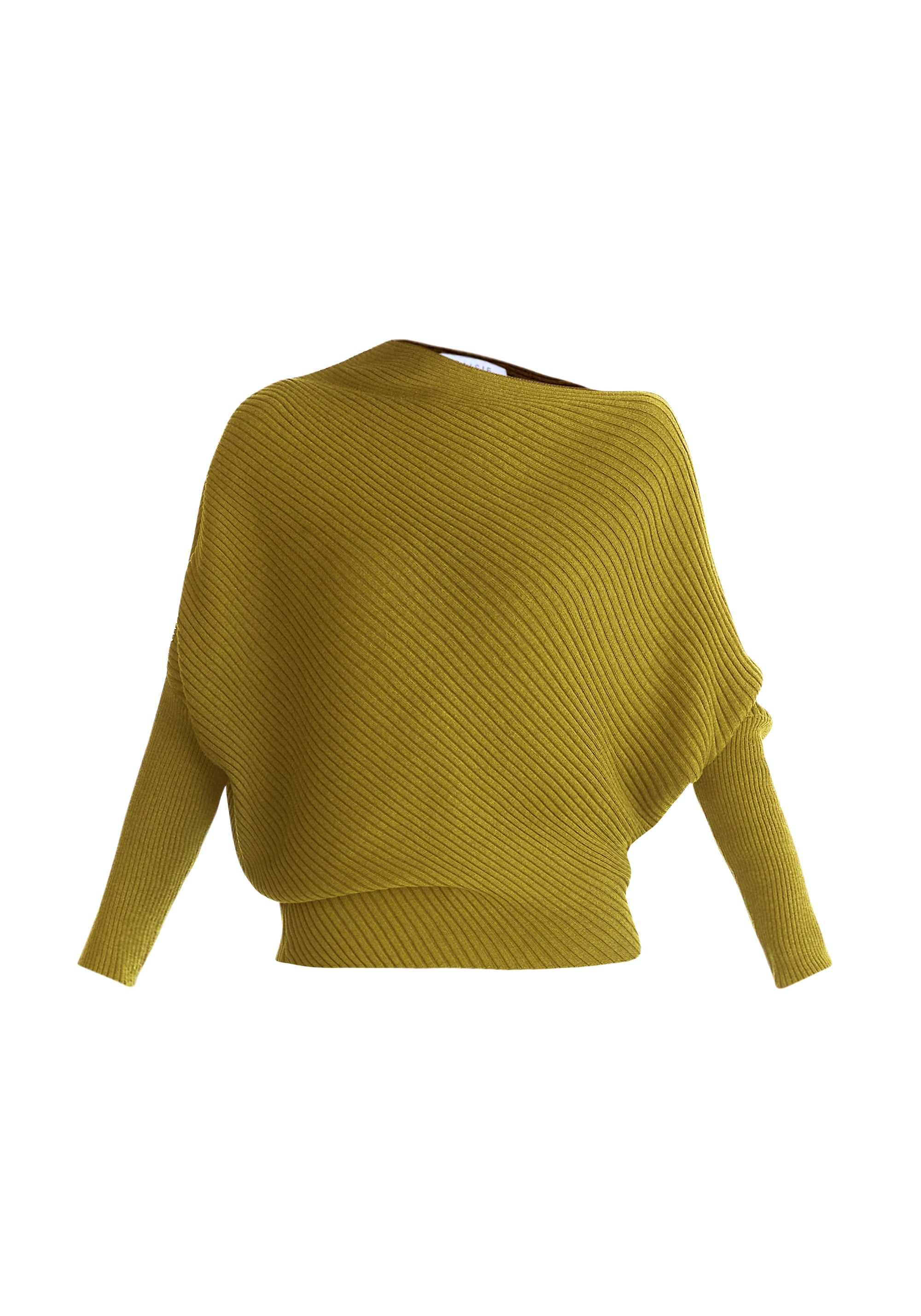 Draped Knitted Jumper in Olive Cut Out