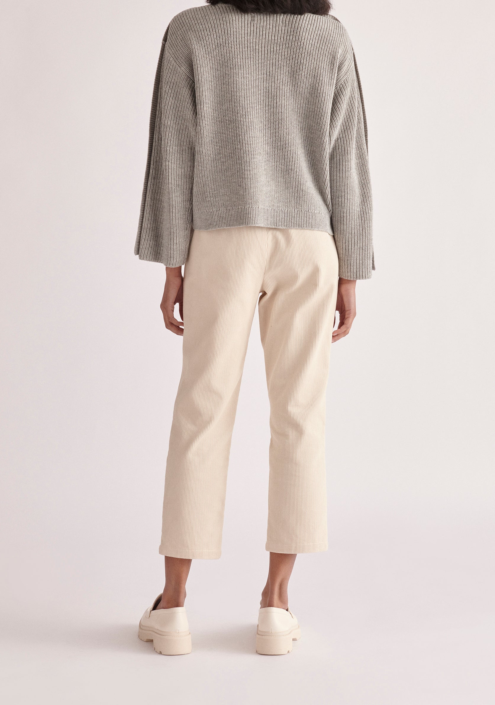 Paisie Button Sleeve Jumper in Light Grey  Back