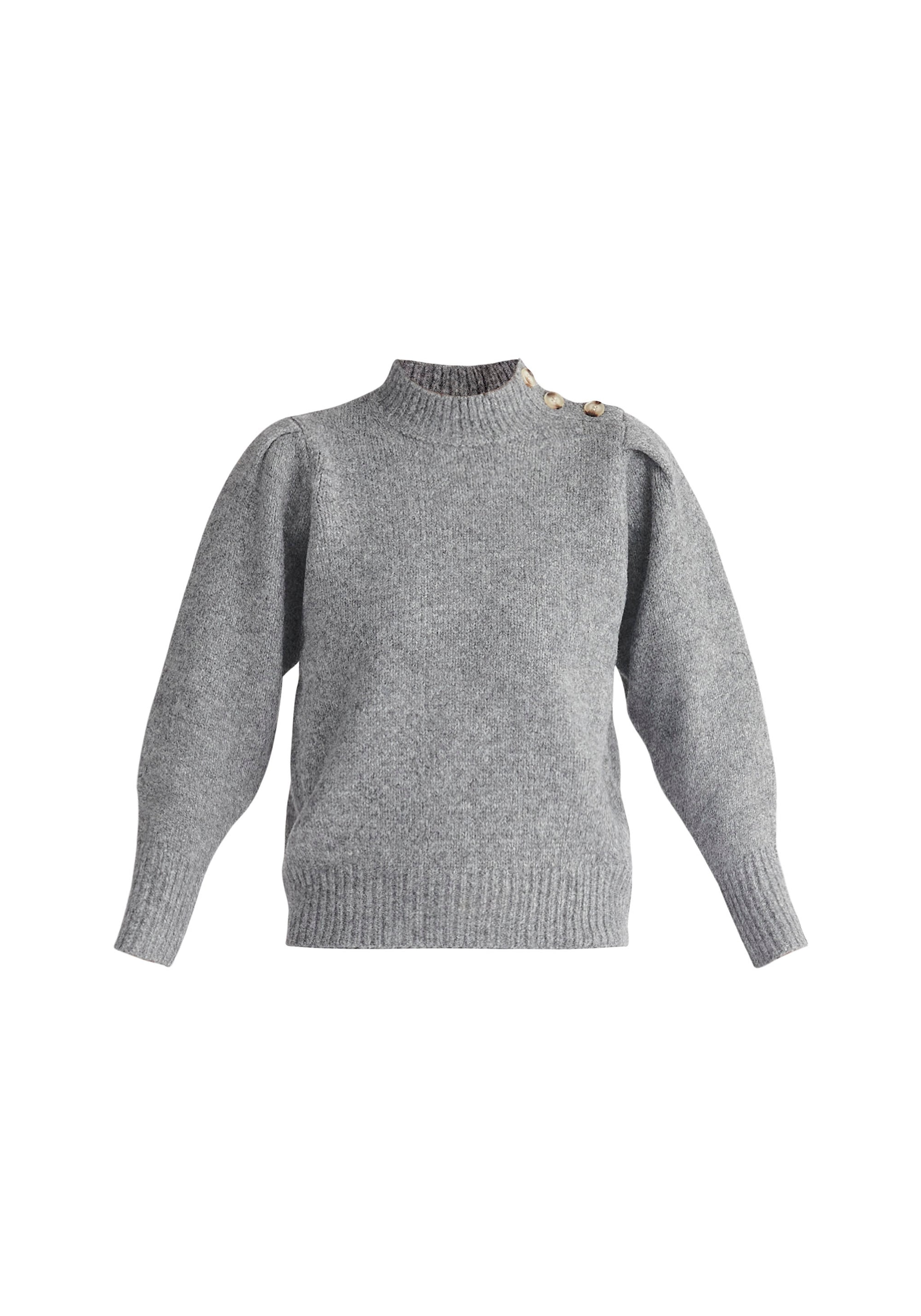 Paisie Buttoned Shoulder Jumper in Grey Cut Out