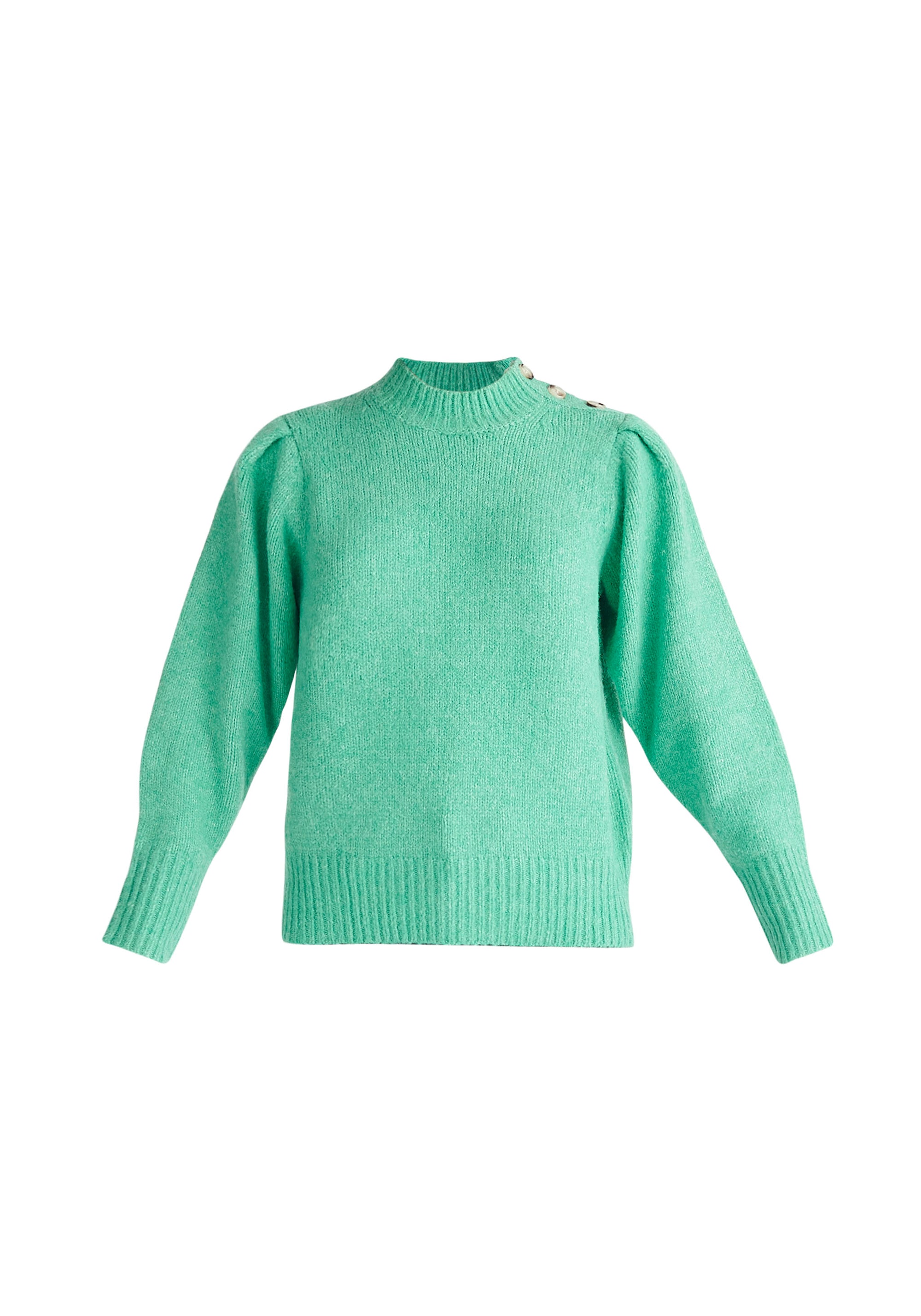 Paisie Buttoned Shoulder Jumper in Green Cut Out