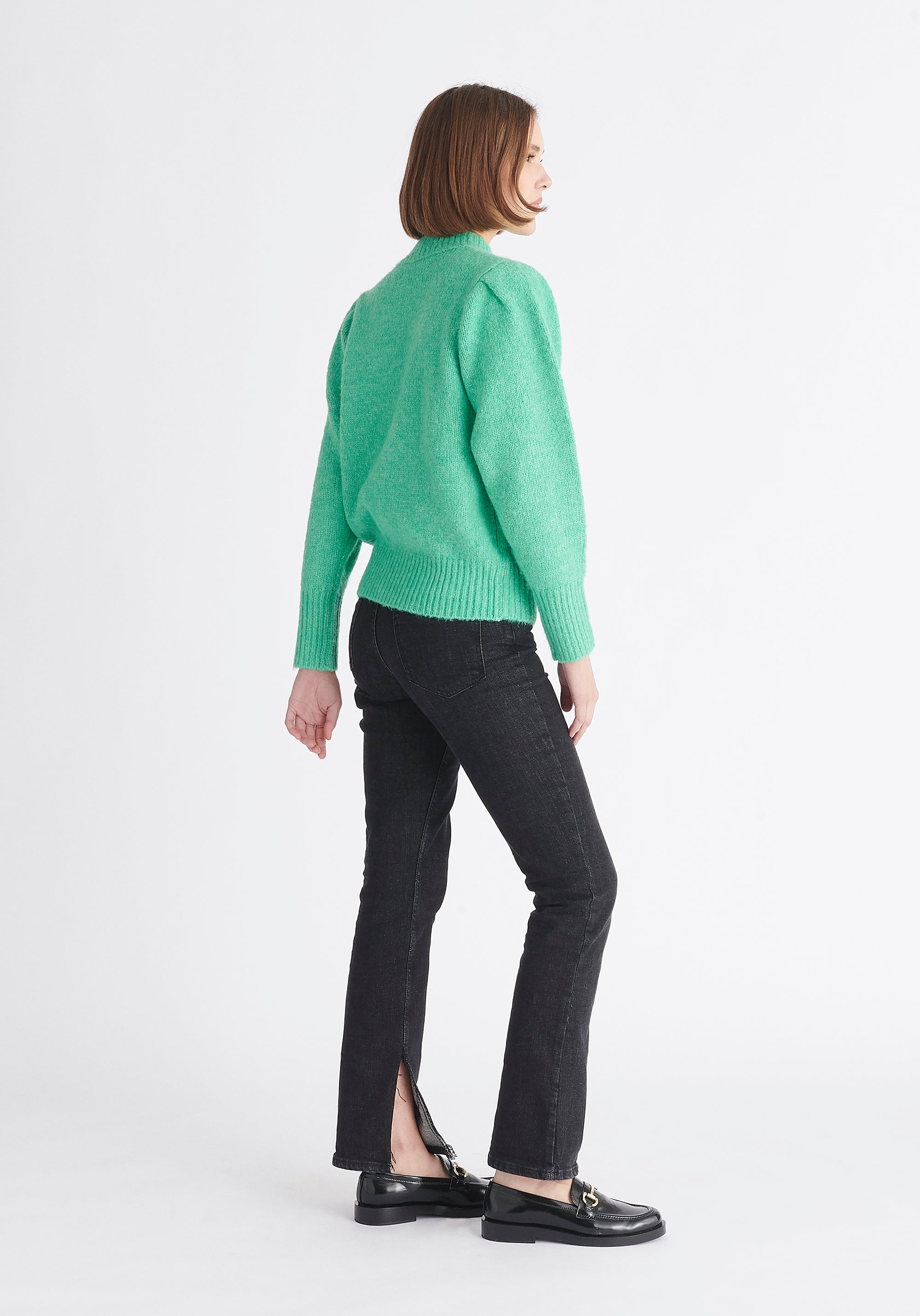 Paisie Buttoned Shoulder Jumper in Green Back