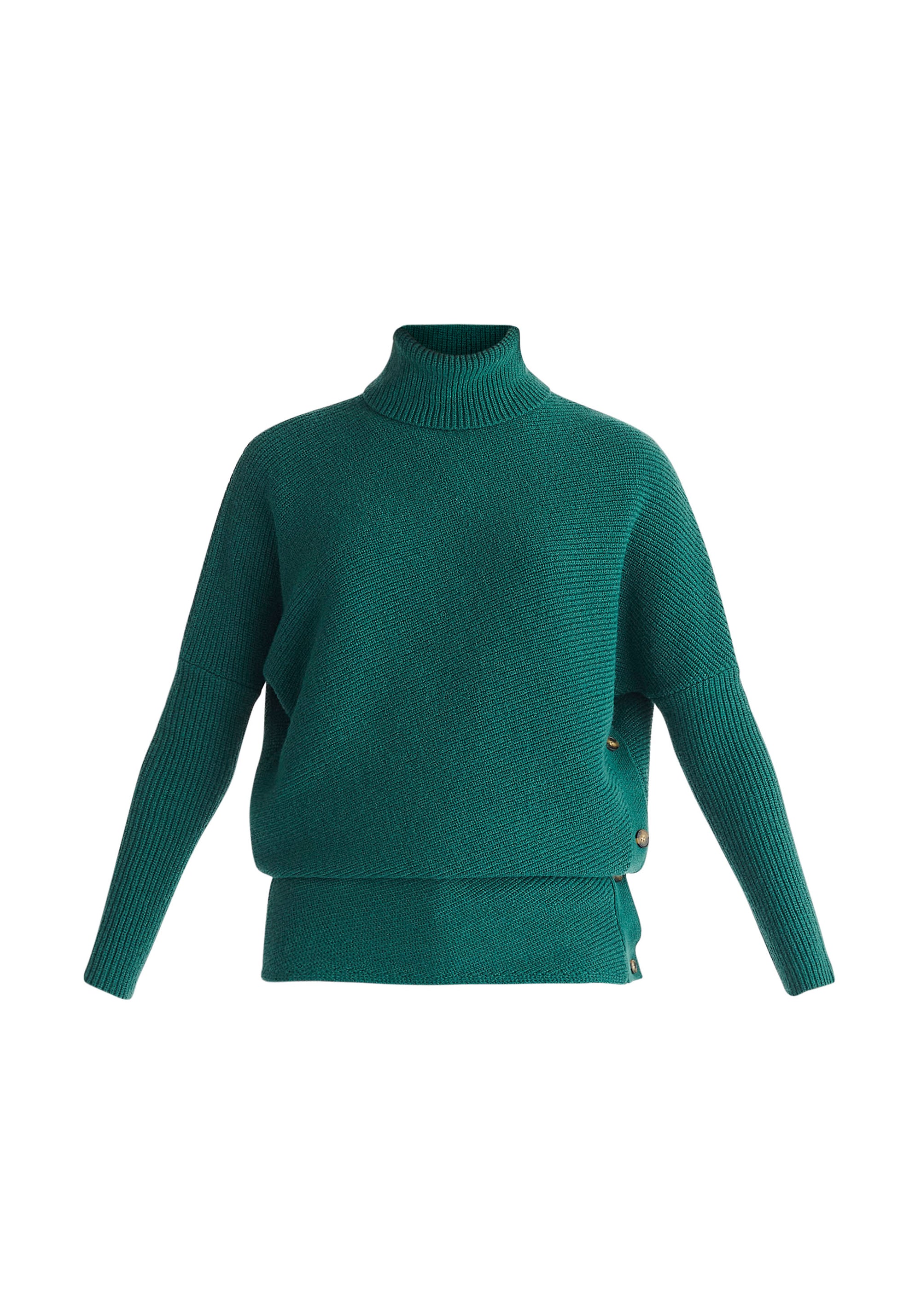 Paisie Asymmetric Button Slit Jumper in Green Cut Out