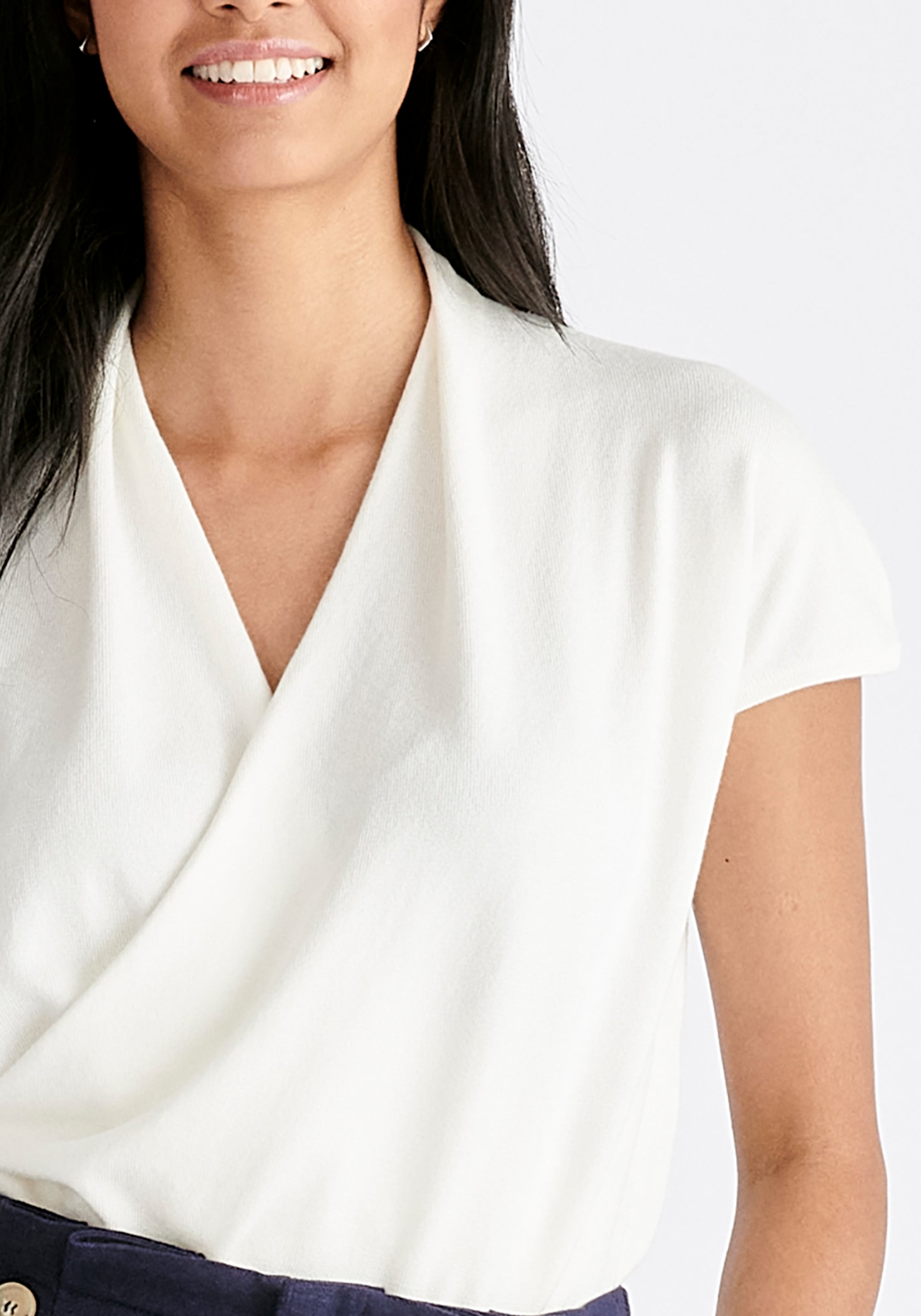 Cap Sleeve Wrap Top in White Close Up