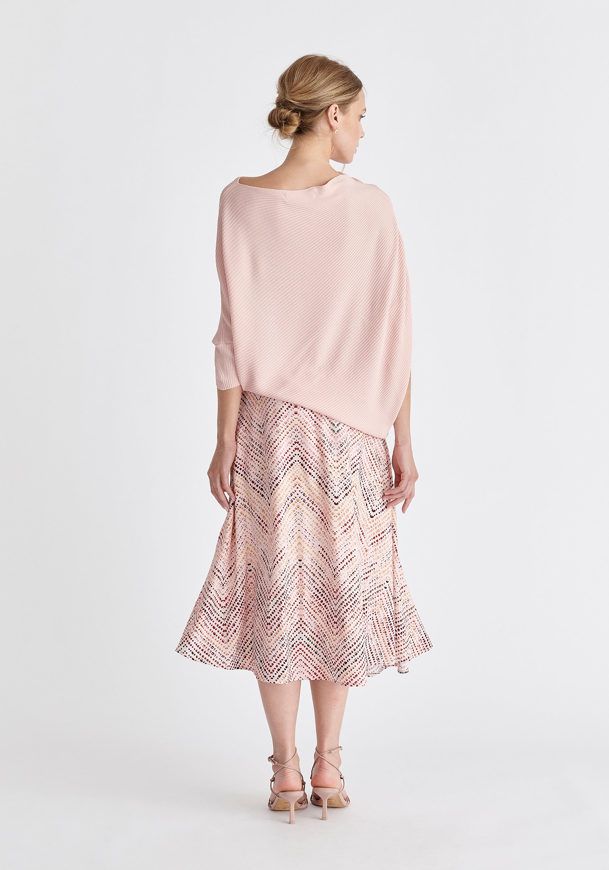 Ribbed Draped Knitted Top in Pink Back