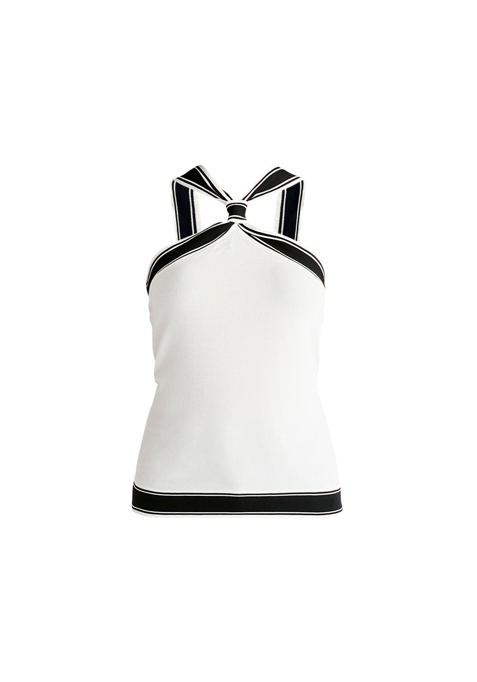 Contrast Detail Halterneck Top in White and Black Cut Out