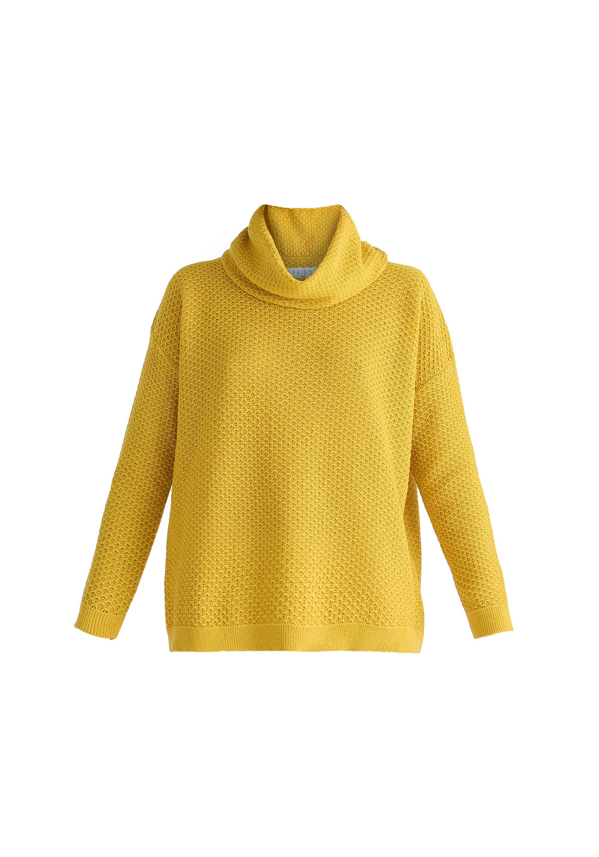 Cowl Neck Jumper in Yellow Cut Out