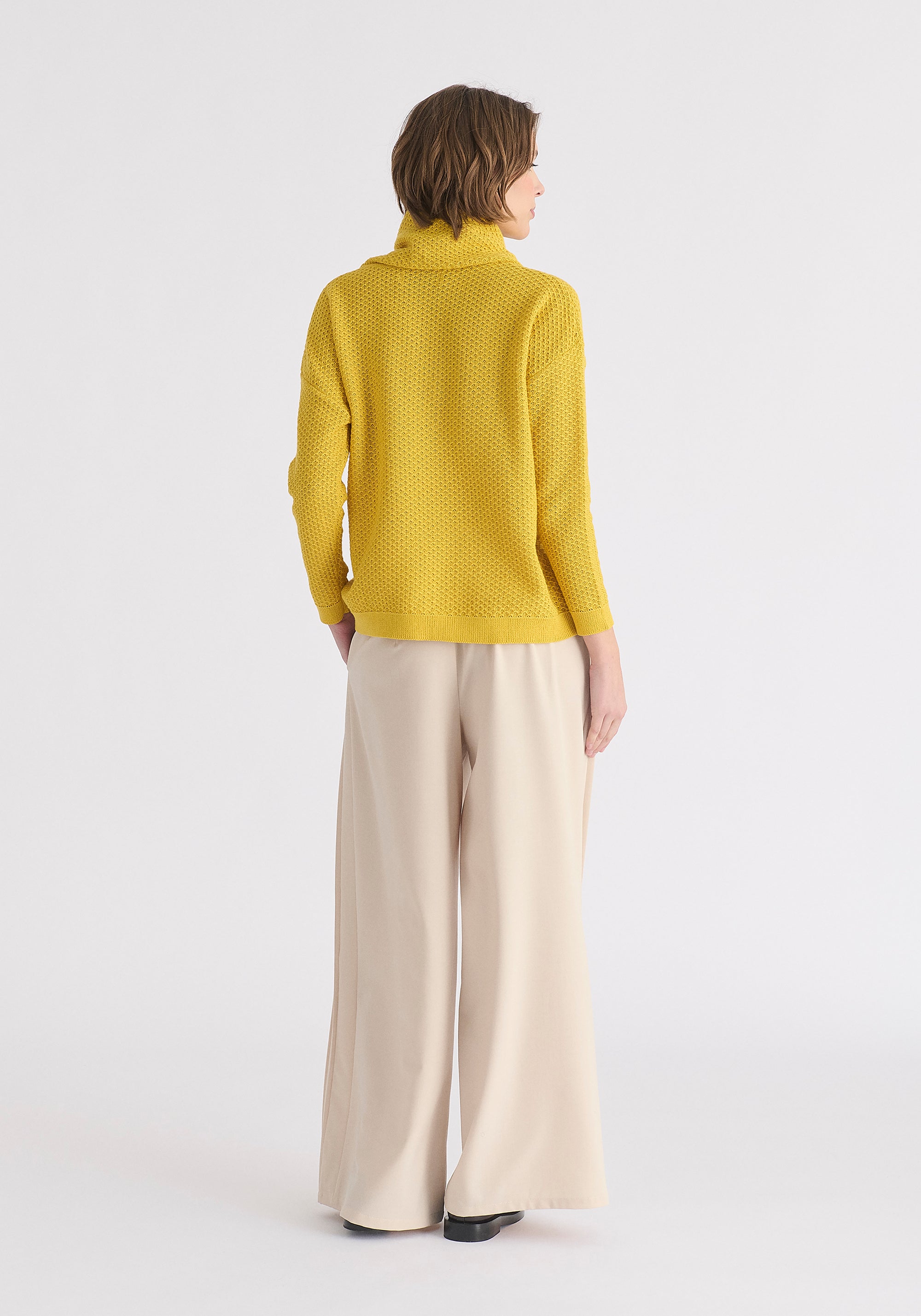 Cowl Neck Jumper in Yellow Back