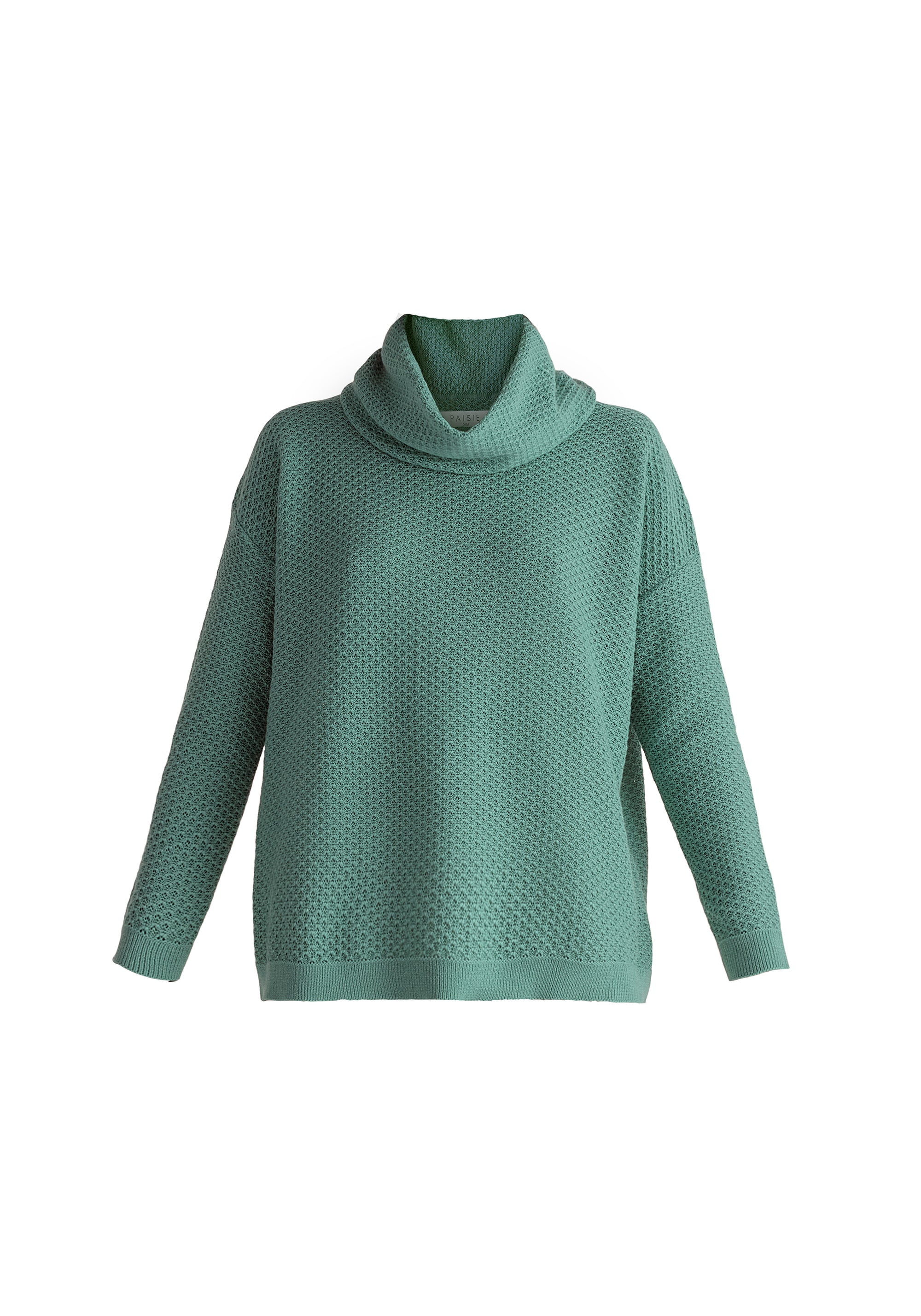 Cowl Neck Jumper in Teal Cut Out