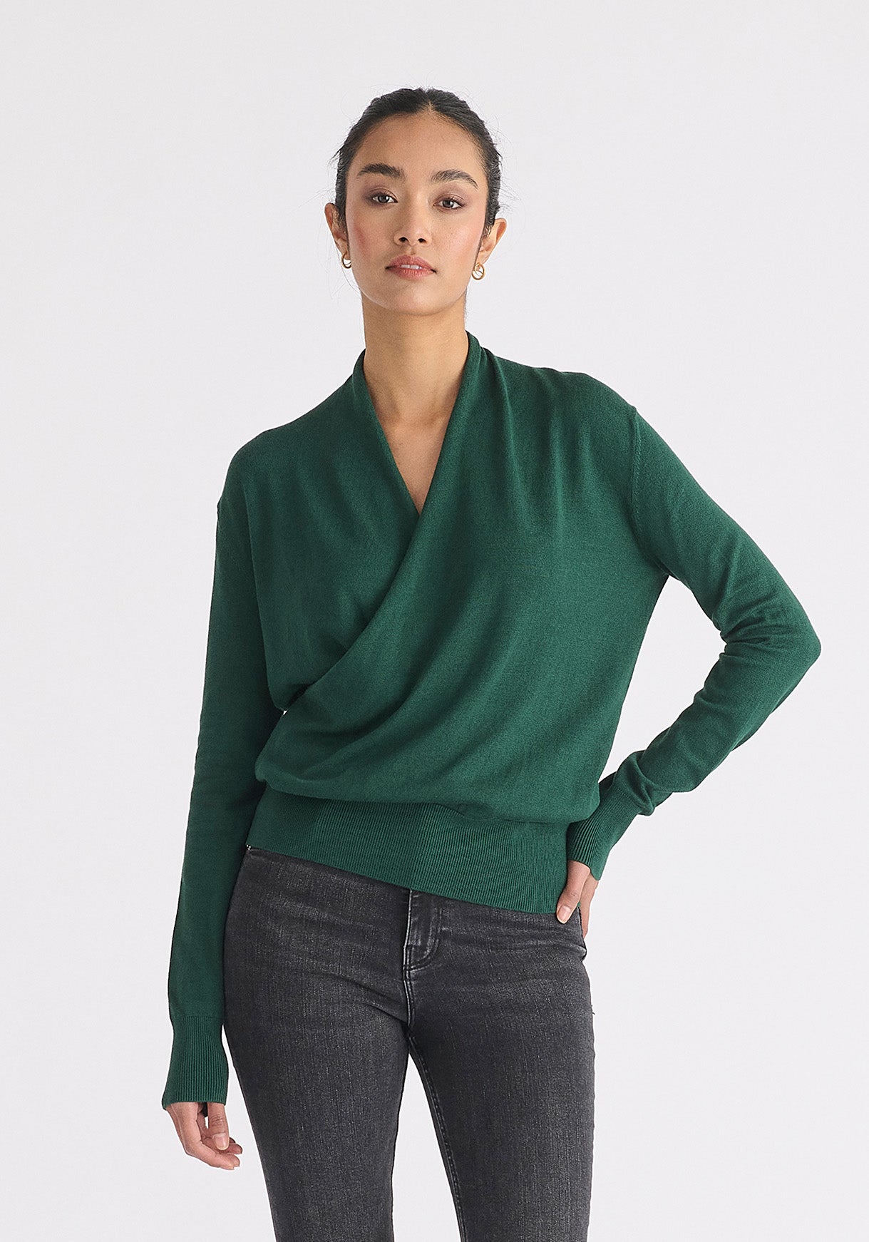 Long Sleeve Knitted Wrap Top