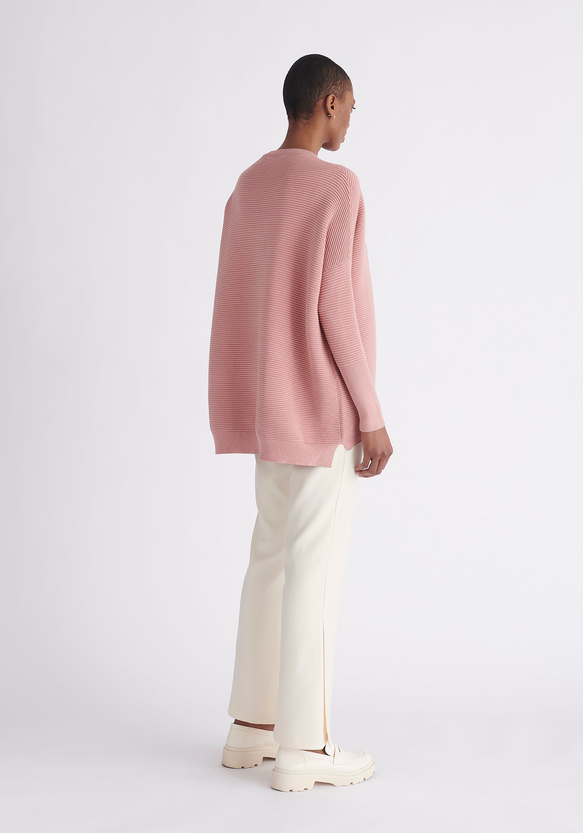 Paisie Ribbed Jumper in Rose Pink Back