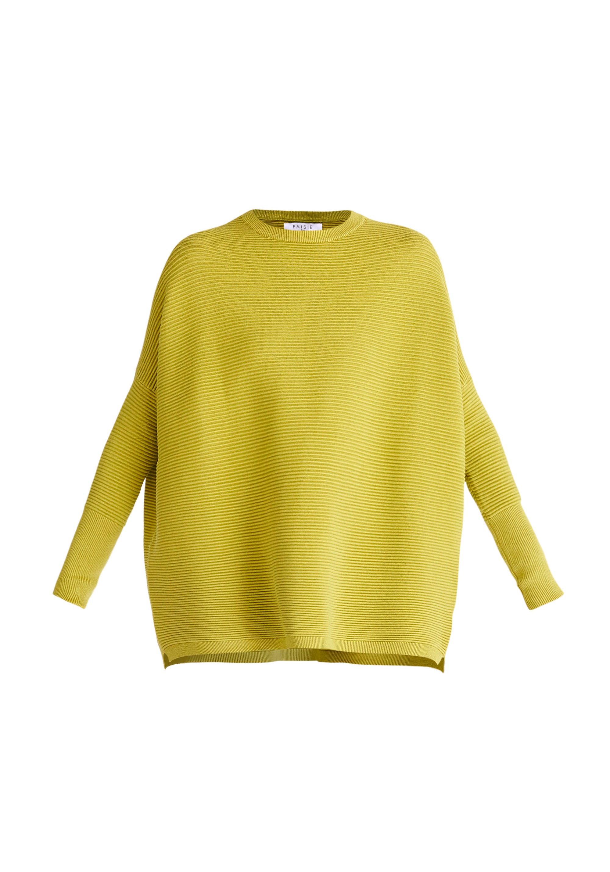 Paisie Ribbed Oversized Knit Jumper in Lime Green Cut Out