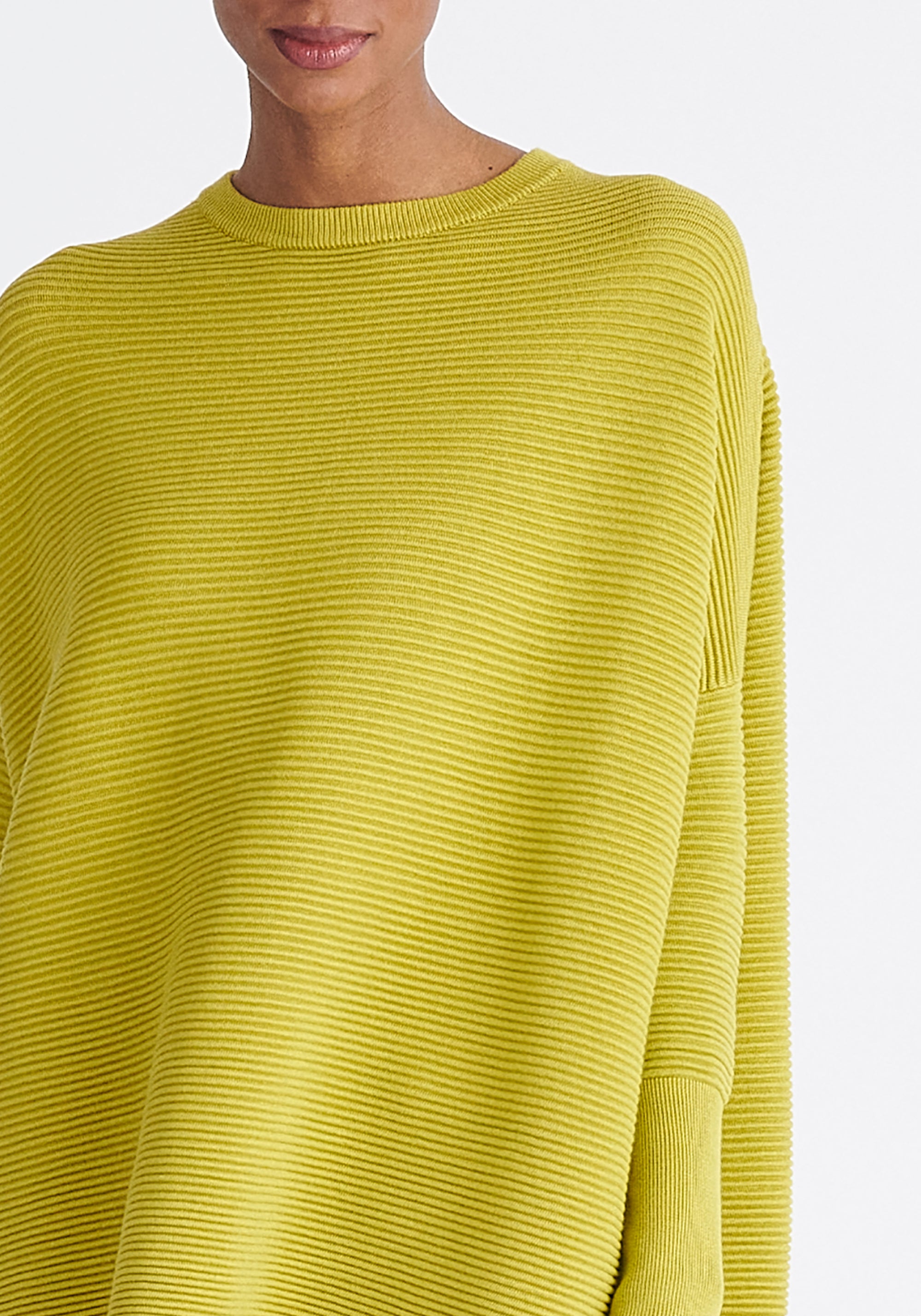 Paisie Ribbed Oversized Knit Jumper in Lime Green Close Up