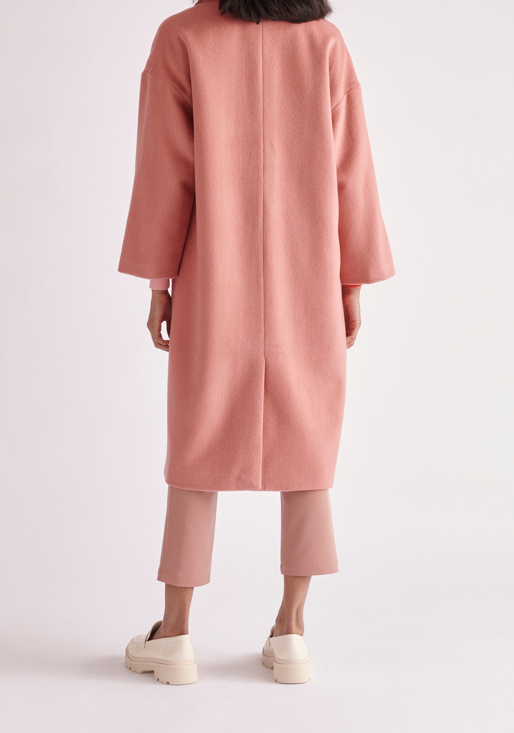 Paisie Belted Wool Blend Coat in Pink  Back