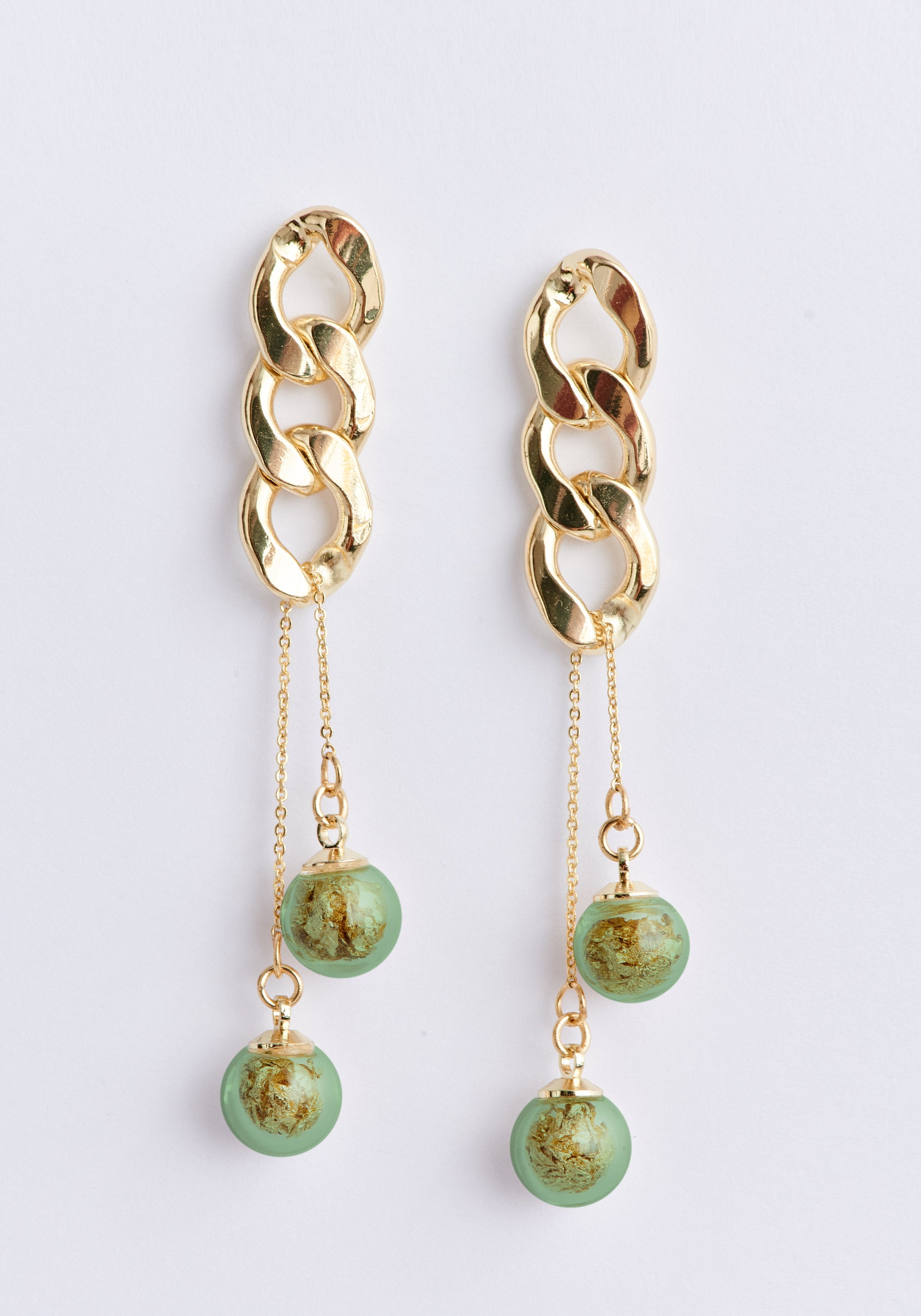 Double Sphere Chain Earrings