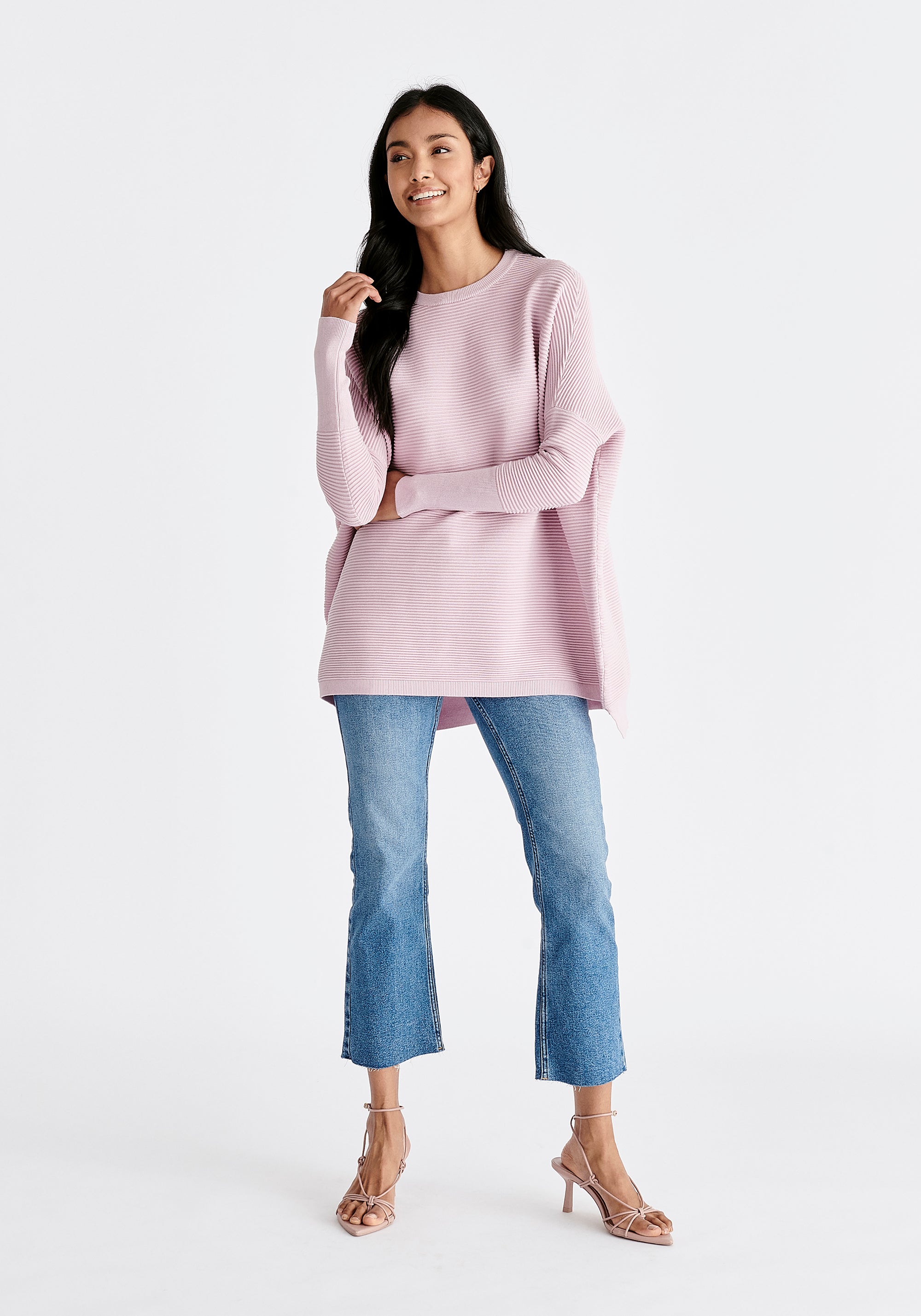 Paisie Ribbed Oversized Knit Jumper in Light Purple