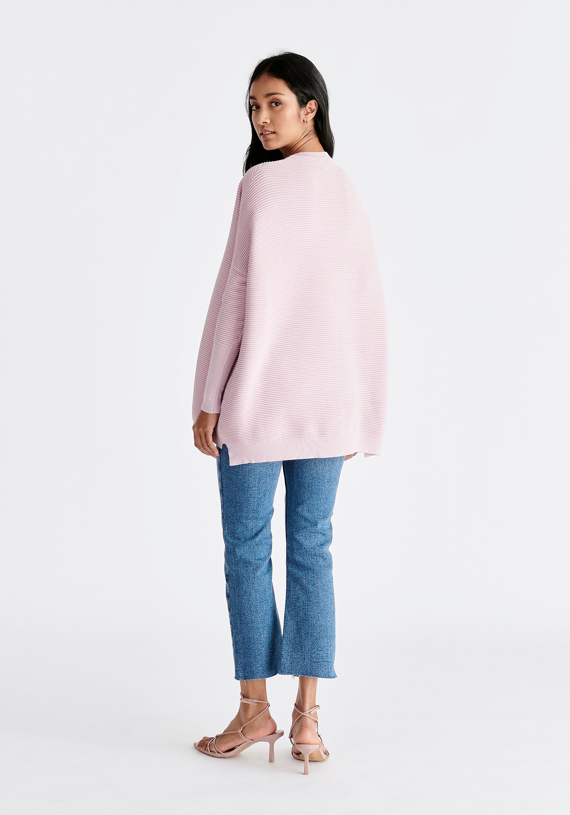 Paisie Ribbed Oversized Knit Jumper in Light Purple Back