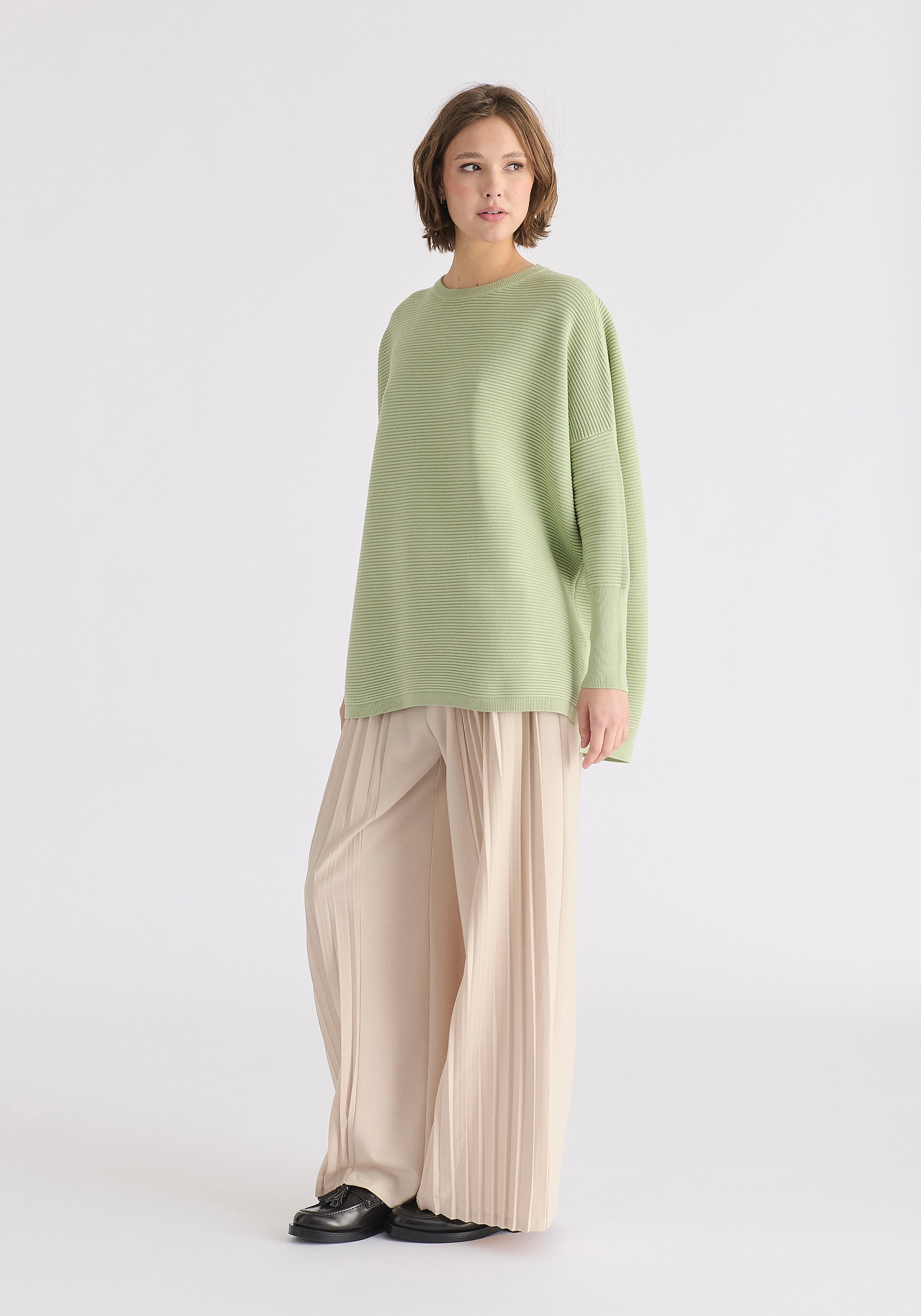 Paisie Ribbed Jumper in Matcha Green Side