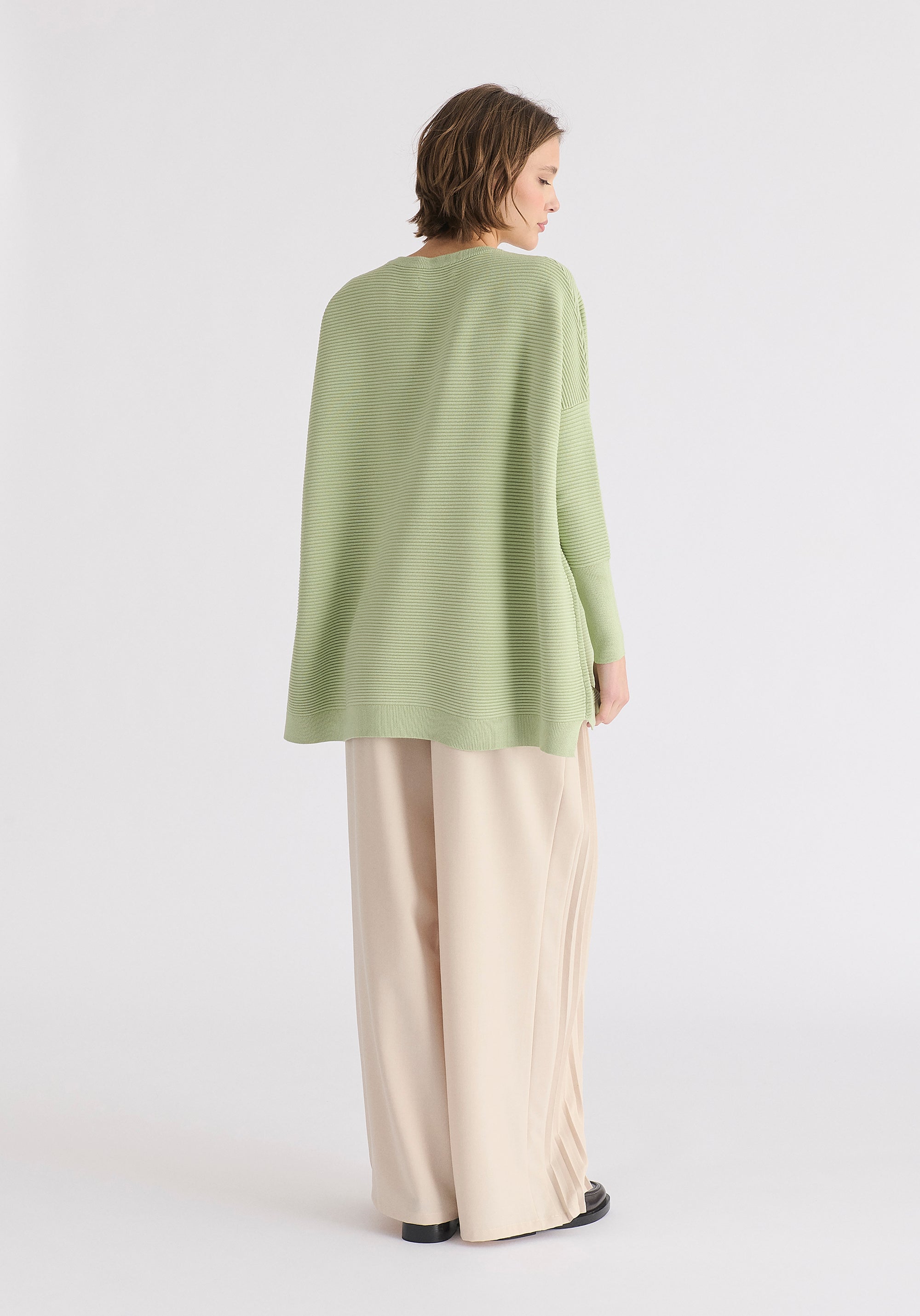 Paisie Ribbed Jumper in Matcha Green Back