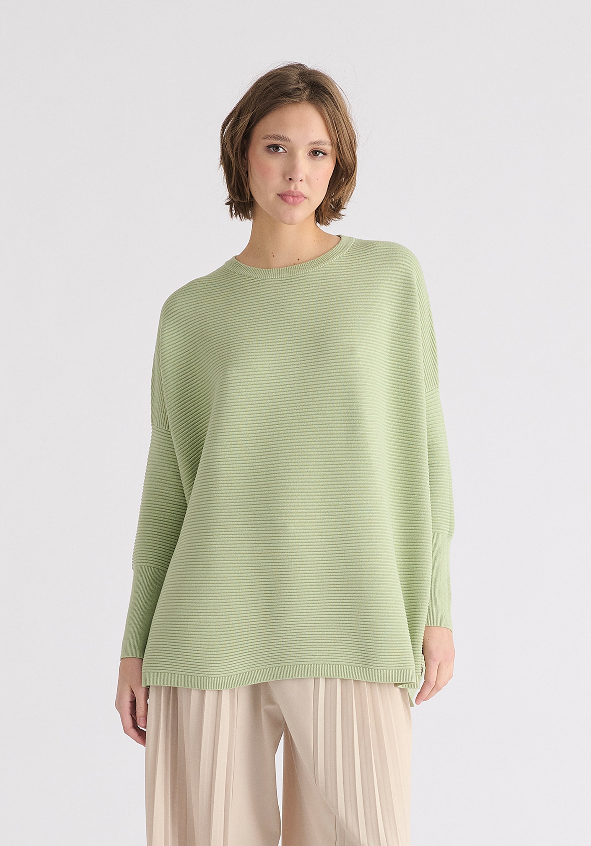 Paisie Ribbed Jumper in Matcha Green