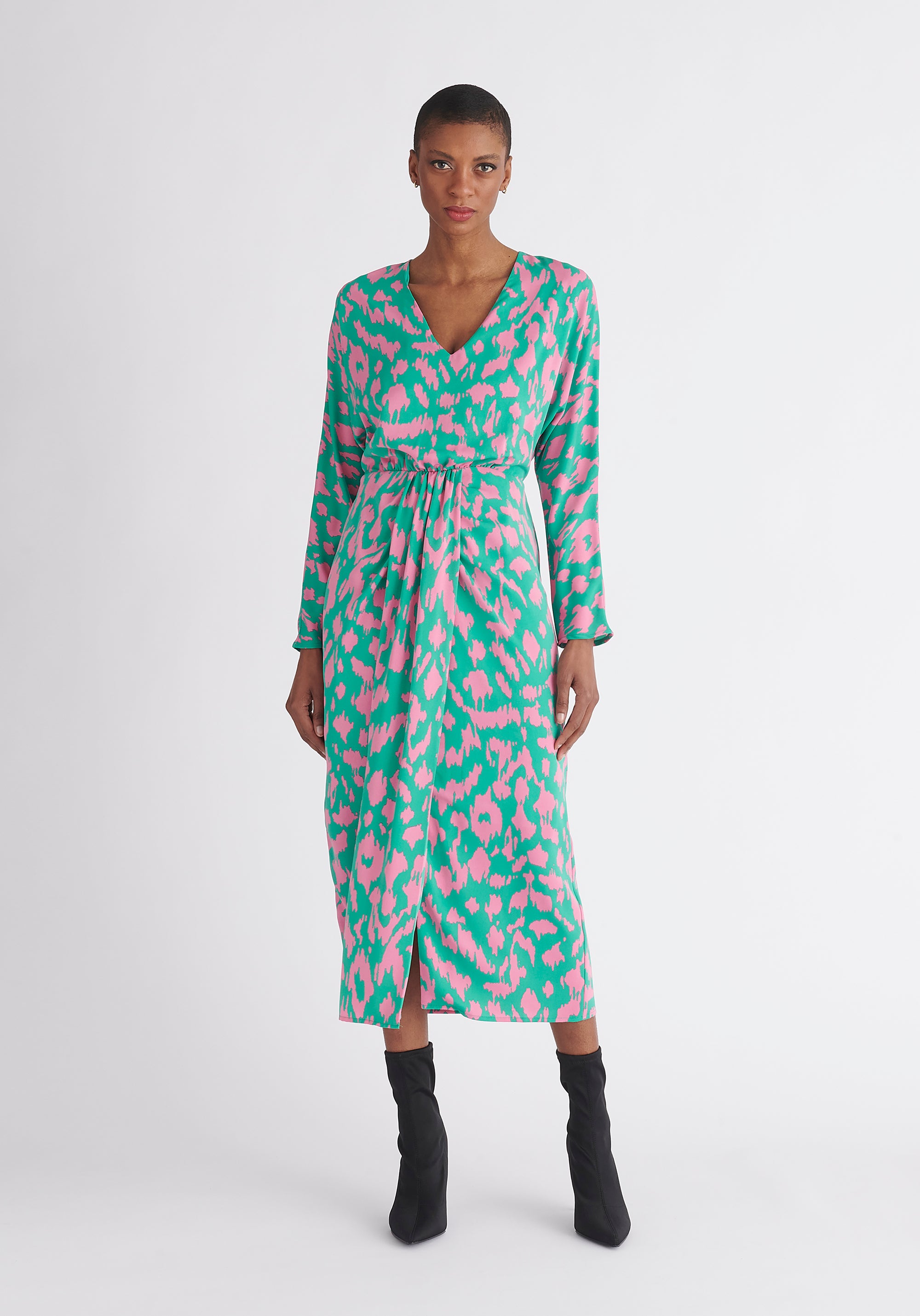 Paisie Multicolour Animal Print Midi Dress