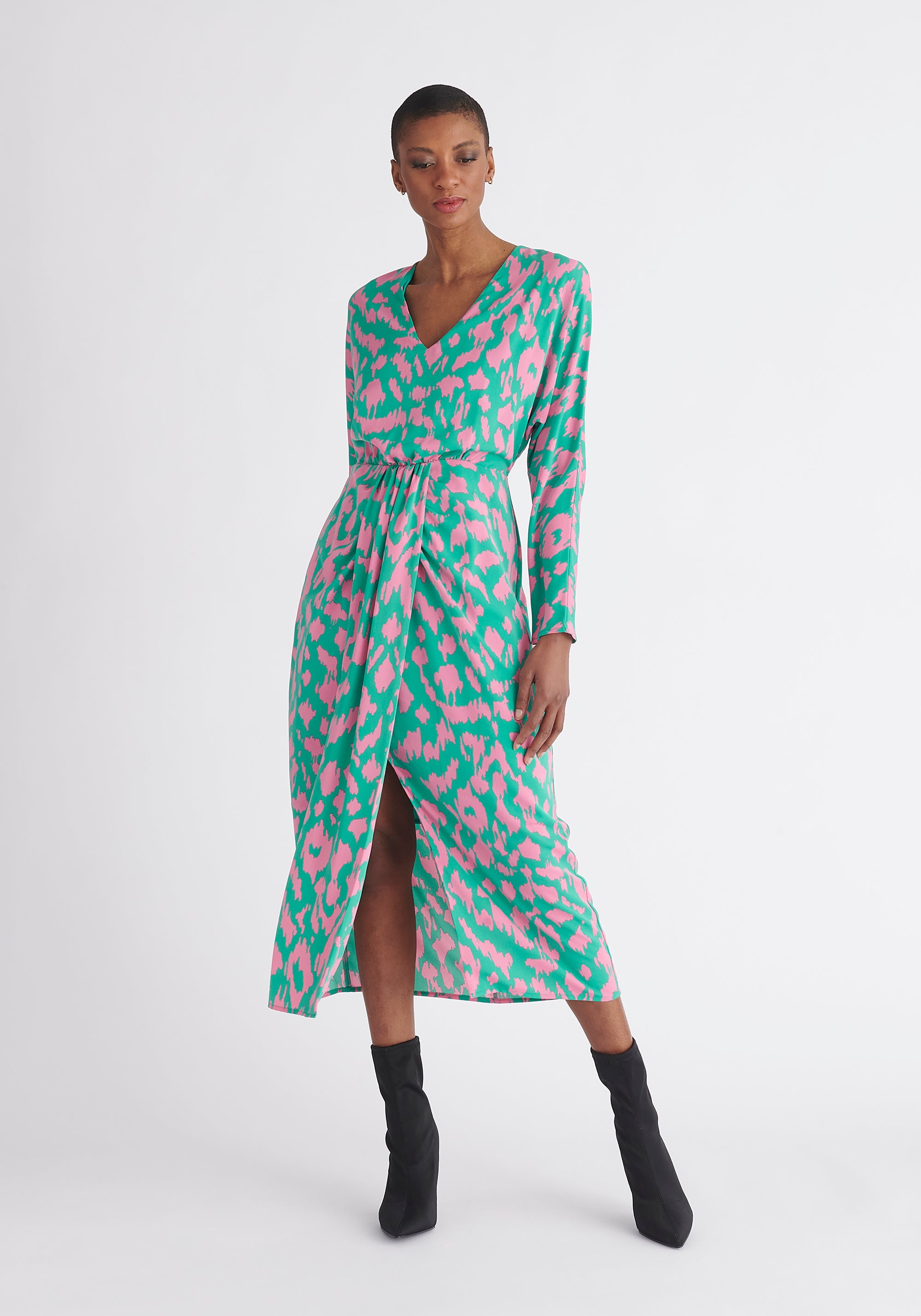 Paisie Multicolour Animal Print Midi Dress