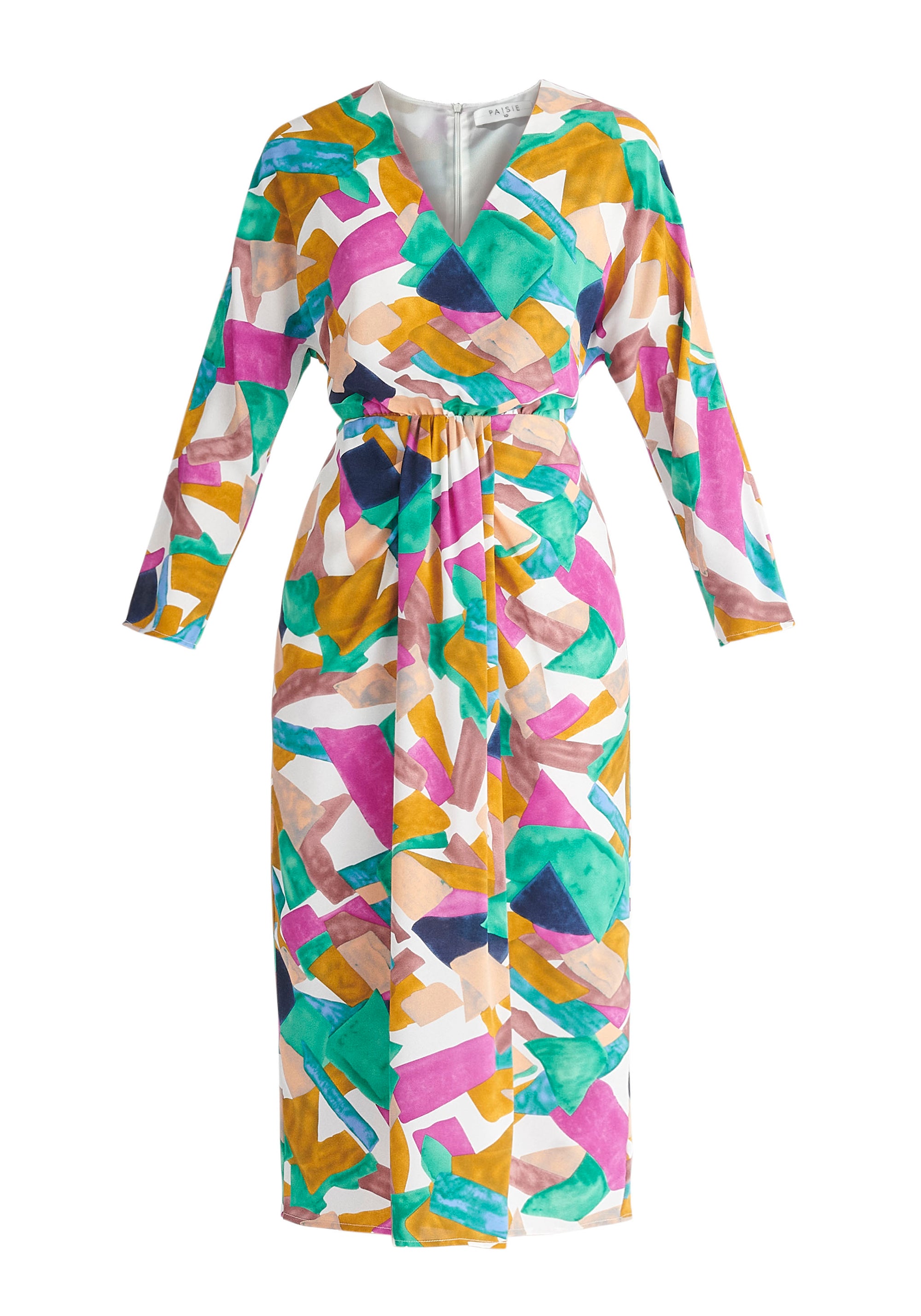 Paisie Multicolour Geometrical Print Midi Dress Cut Out