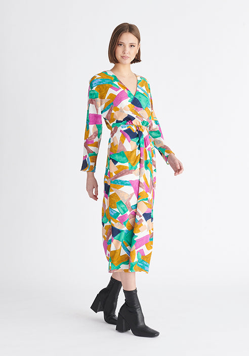 Paisie Multicolour Geometrical Print Midi Dress