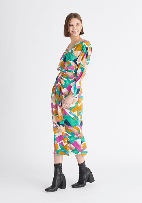 Paisie Multicolour Geometrical Print Midi Dress