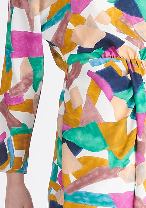 Paisie Multicolour Geometrical Print Midi Dress Close Up