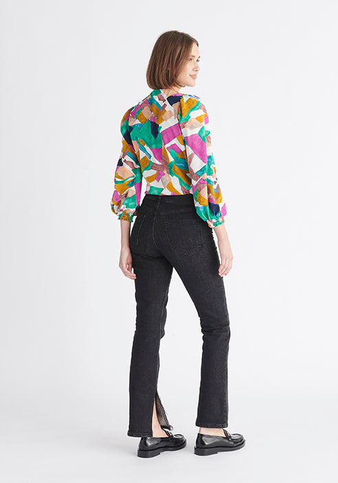 Paisie Multicolour Geometrical Print Wrap Blouse Back