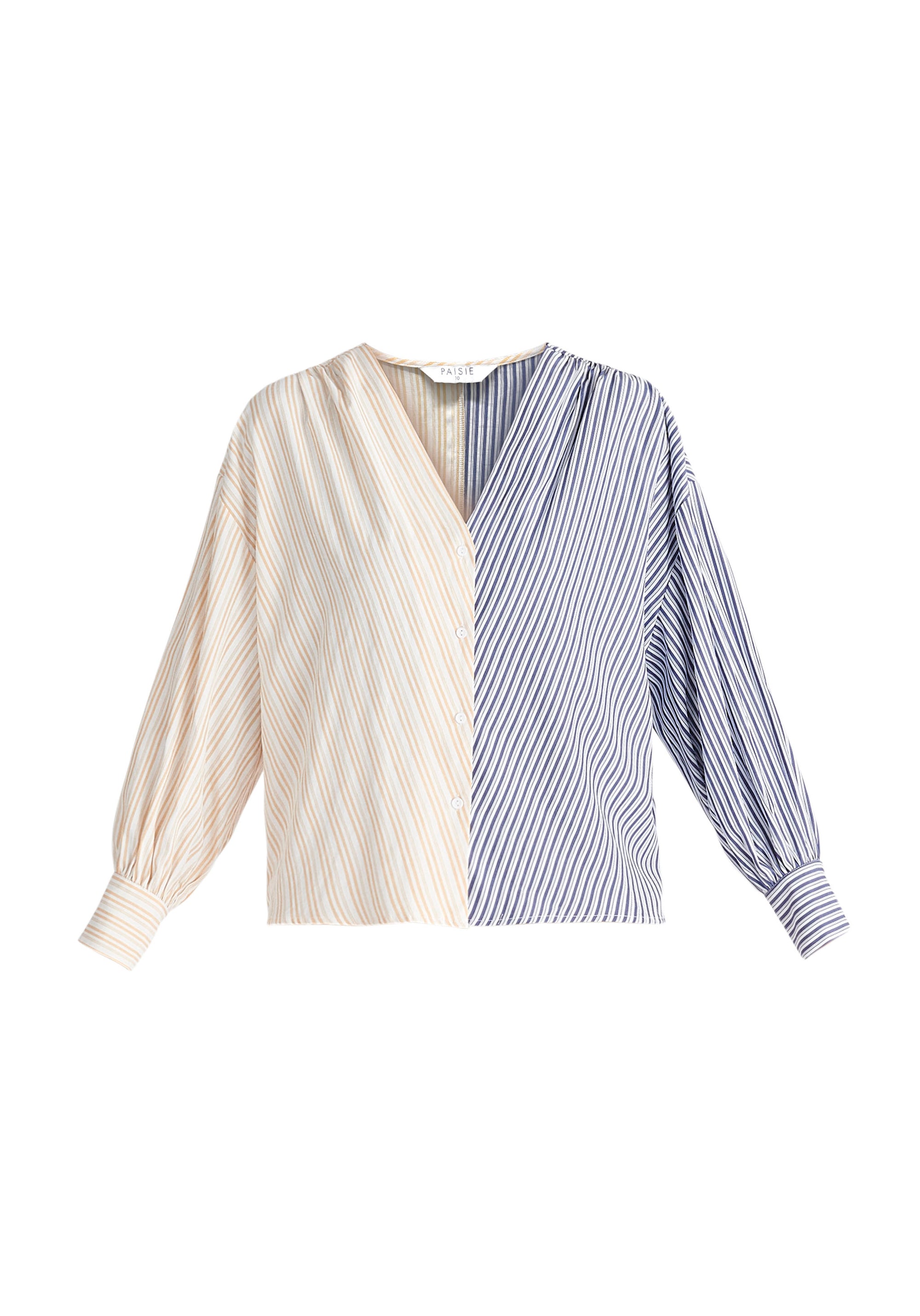 Paisie Striped V-Neck Shirt Cut Out