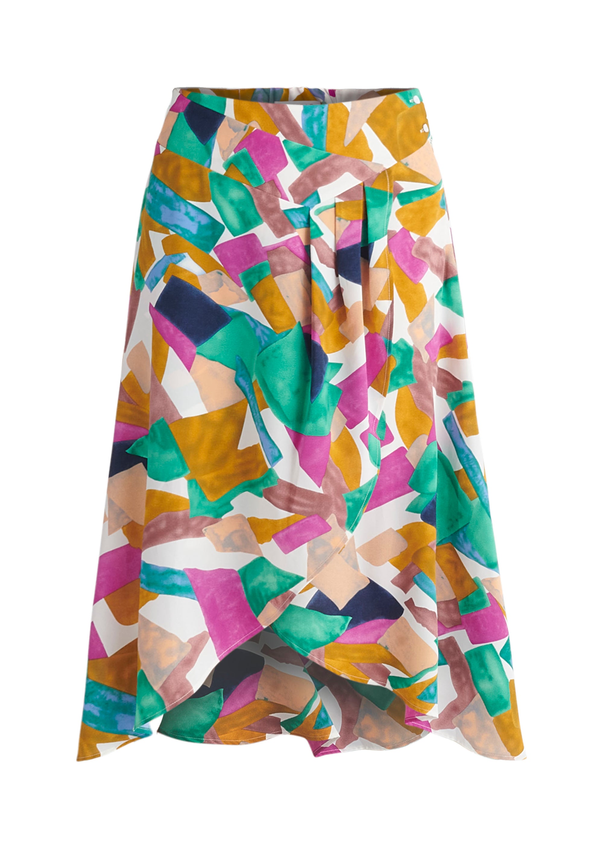 Paisie Multicolour Asymmetric Geometrical Print Skirt Cut Out