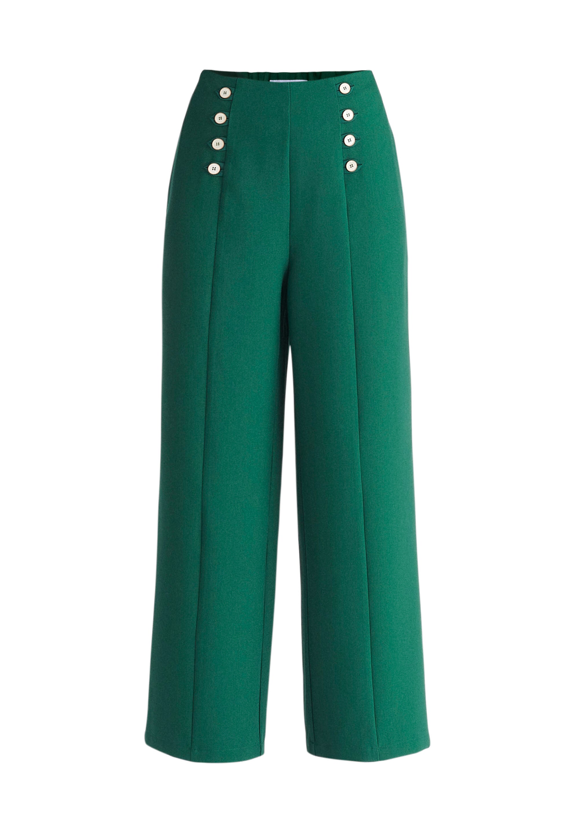 Paisie Button Waist Trousers in Green Cut Out