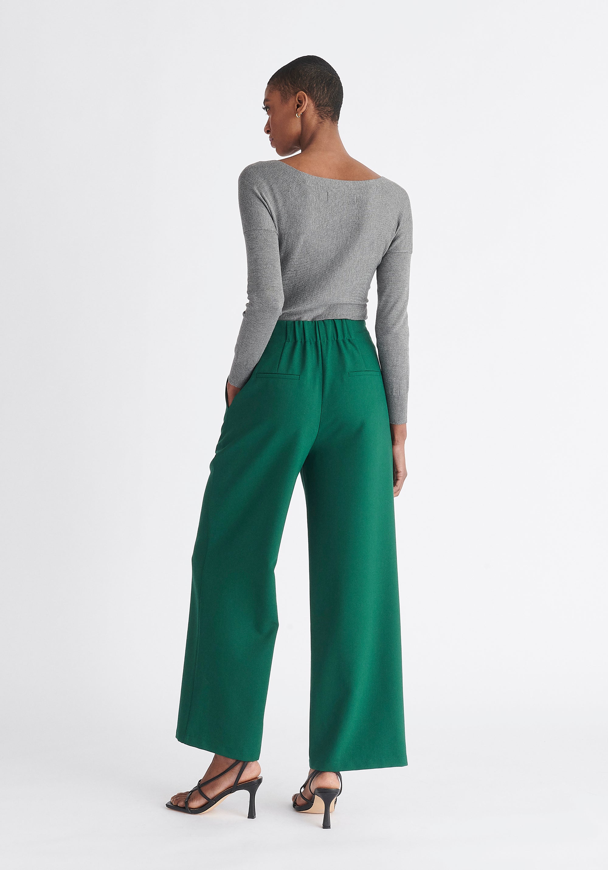 Paisie Button Waist Trousers in Green Back