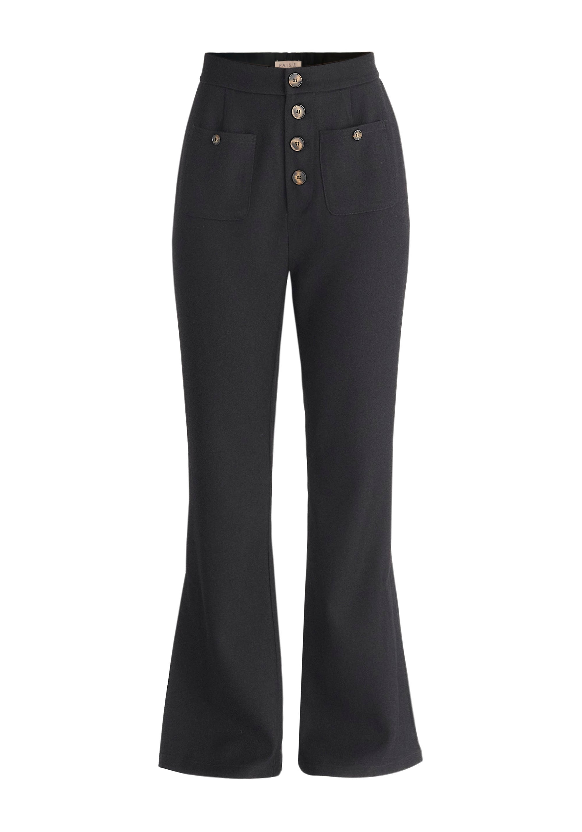 Paisie High Waist Flare Trousers in Black Cut Out