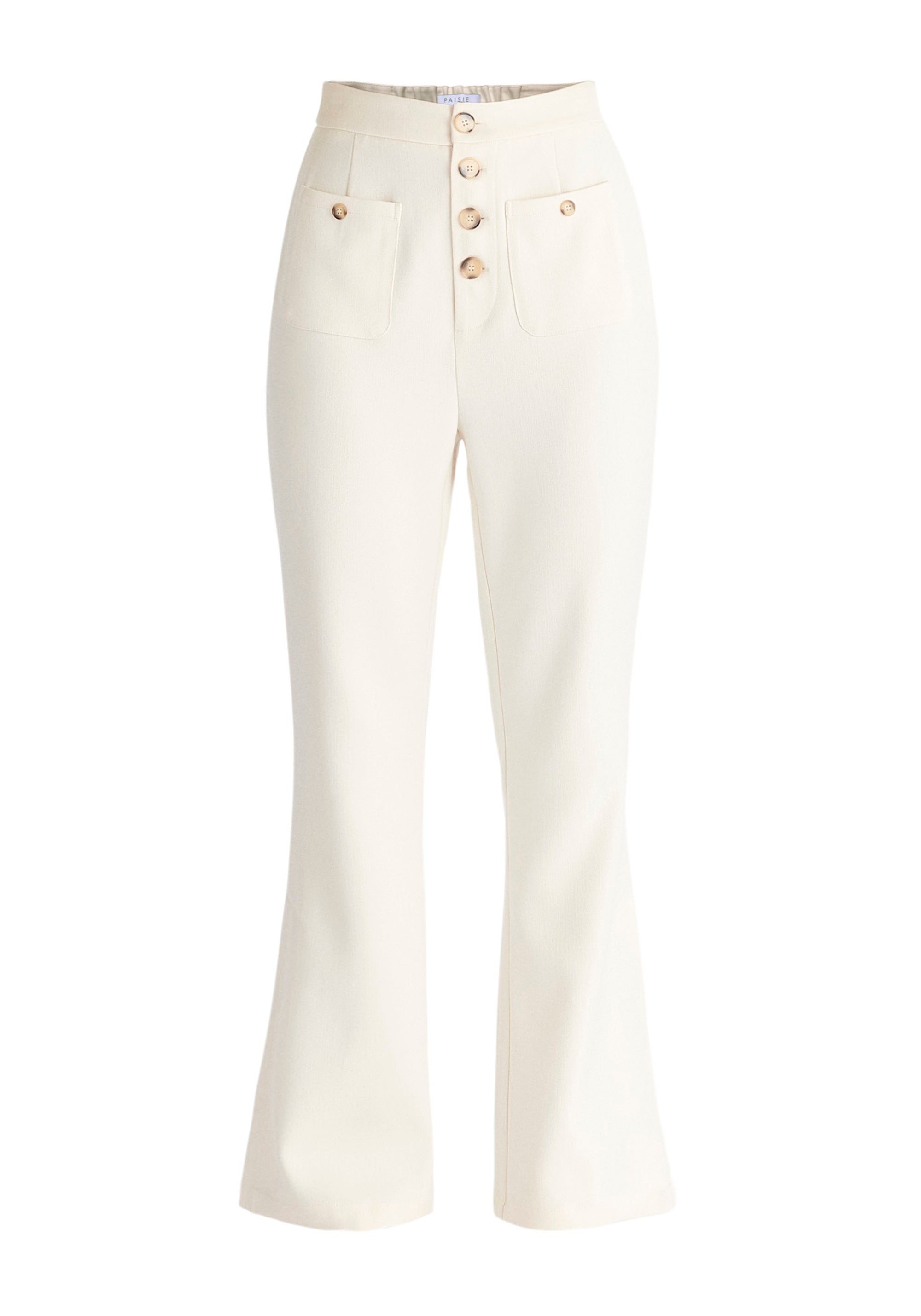 Paisie High Waist Flare Trousers in Cream Cut Out