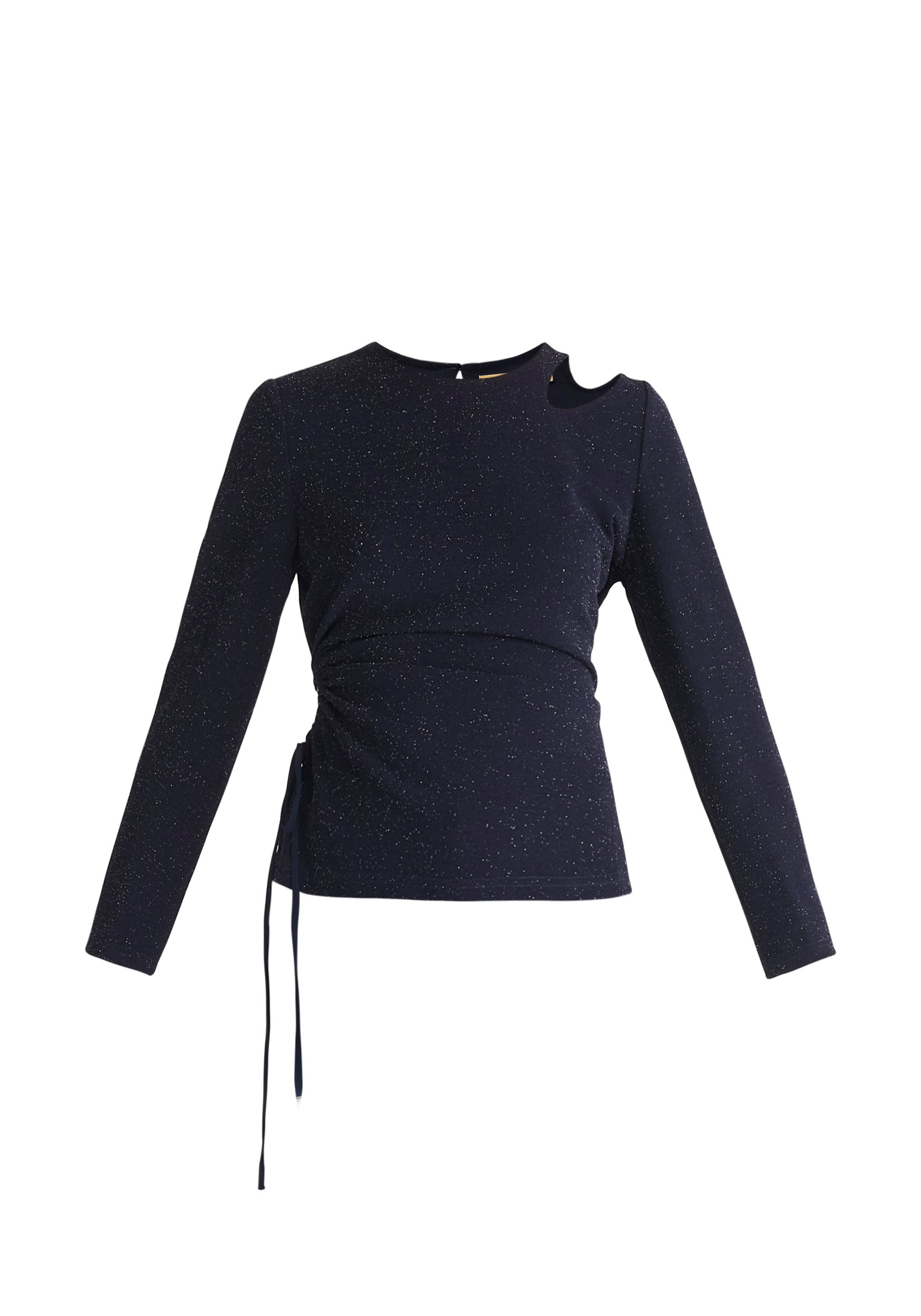 Paisie Sparkly Cut Out Top in Navy Cut out