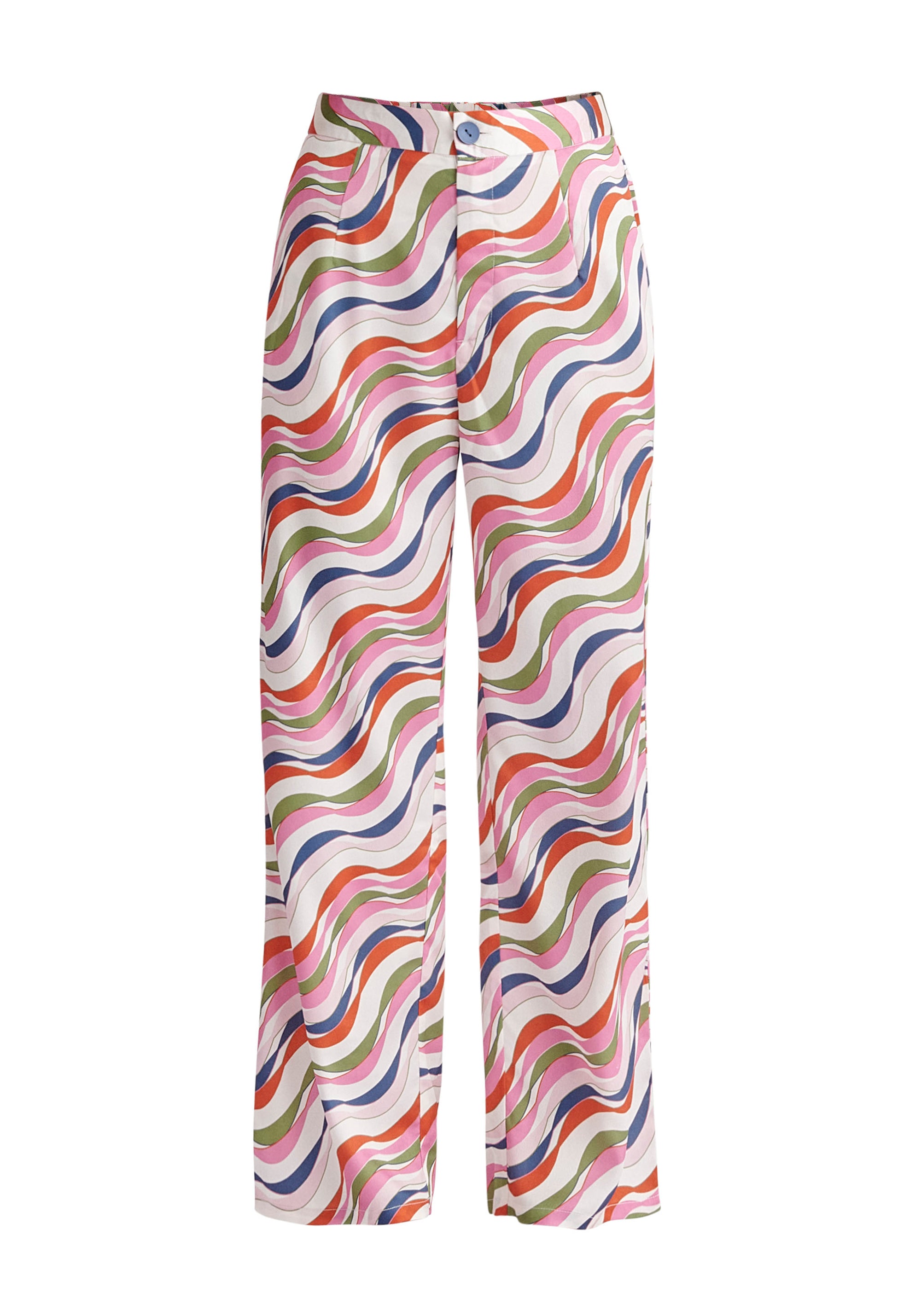 Paisie Wave Print Trousers in Pink Cut Out