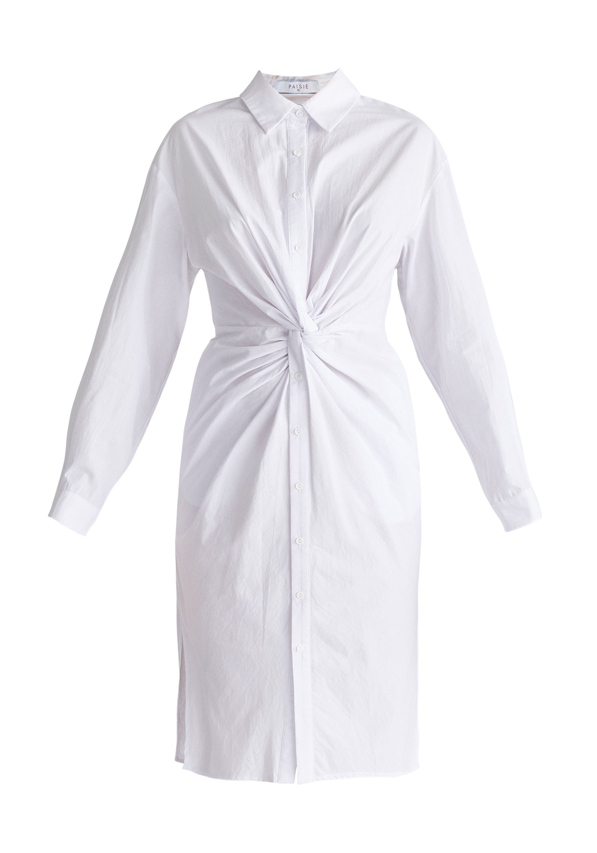 Twist Detail Shirt Dress in White