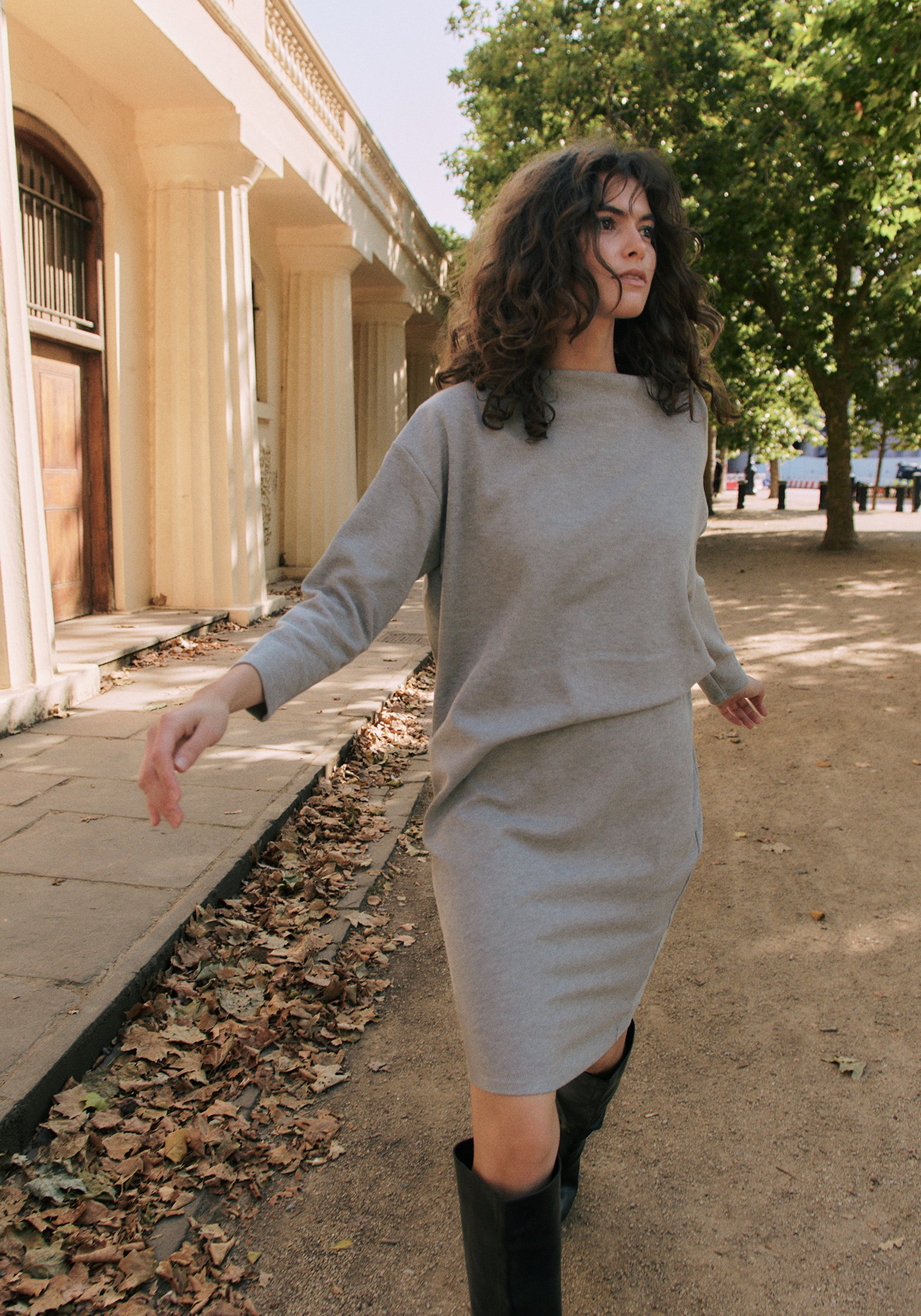 Asymmetric Neck Jumper Dress