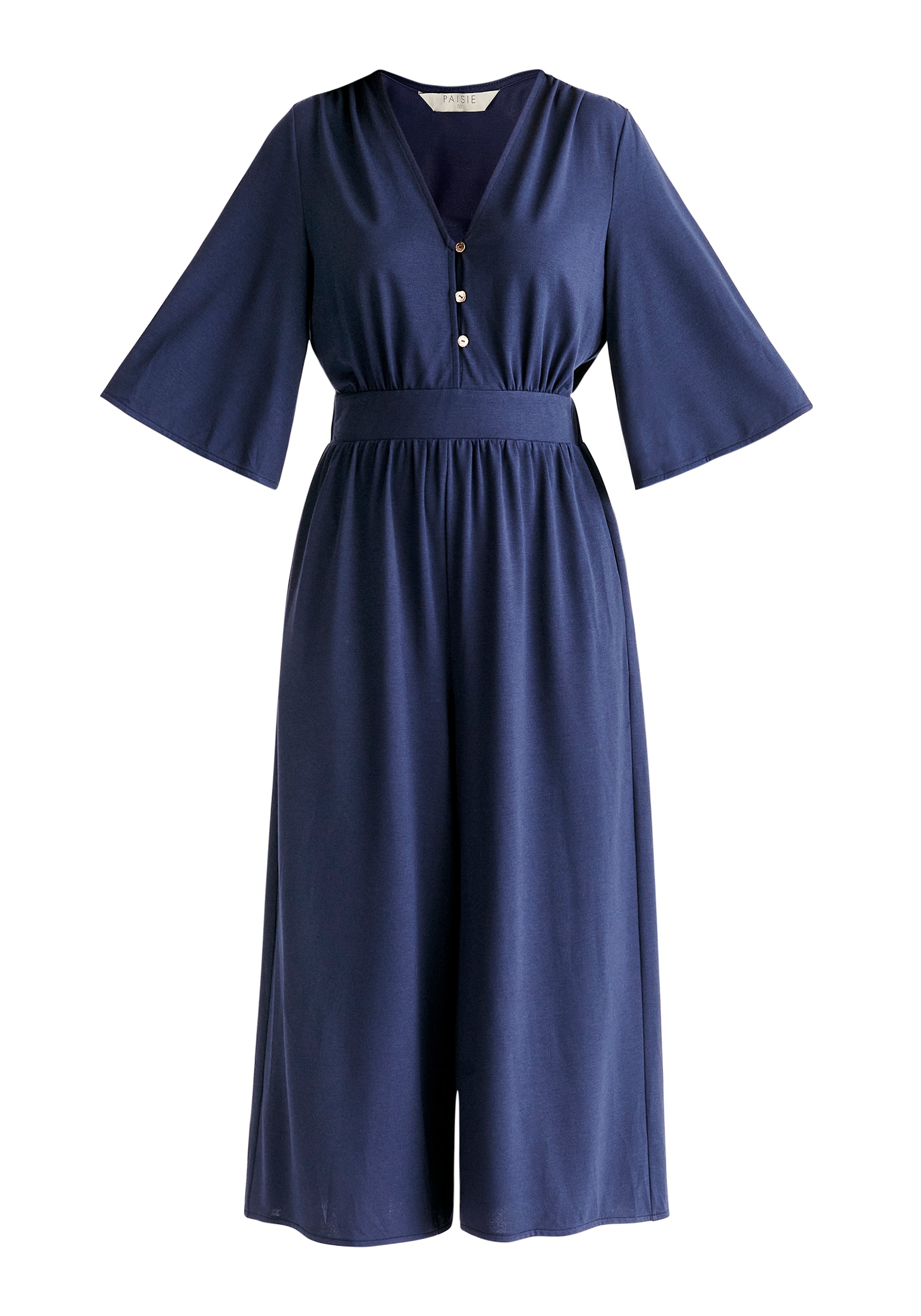 V-Neck Culotte Jumpsuit in Navy Cut Out