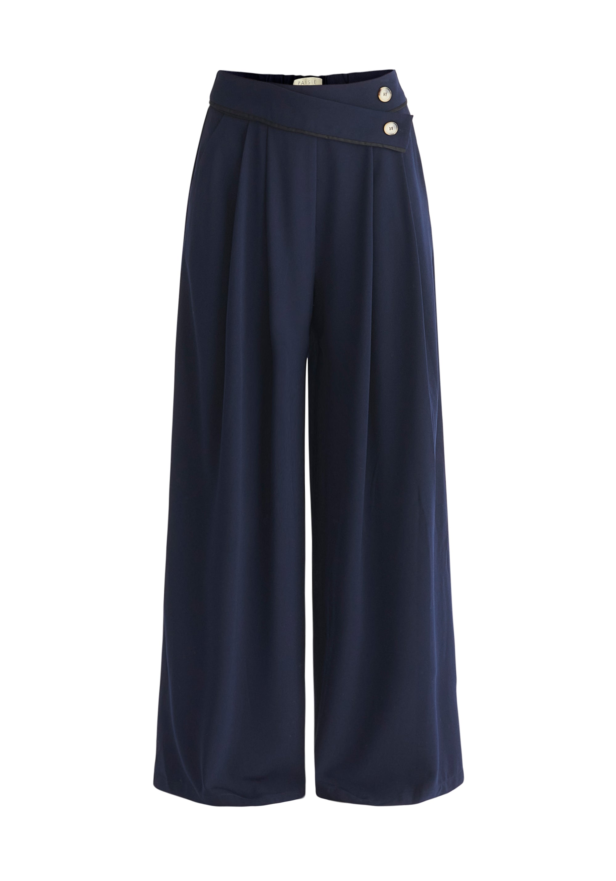 Asymmetric Waistband Trousers in Navy and Black