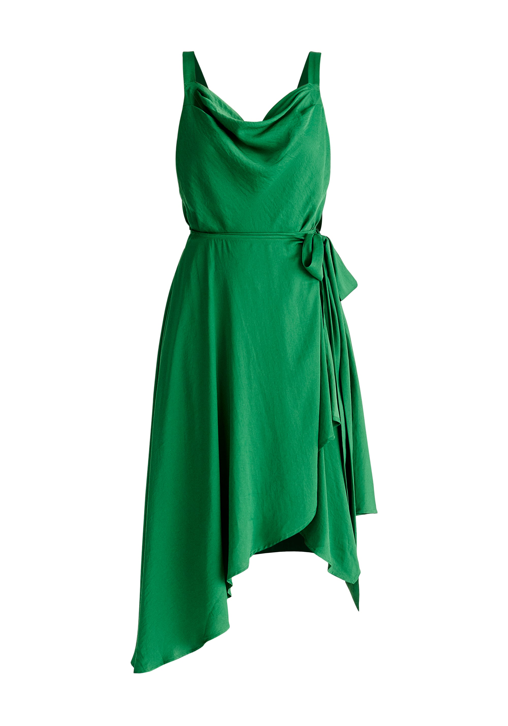 Cowl Neck Dress in Green Cut Out