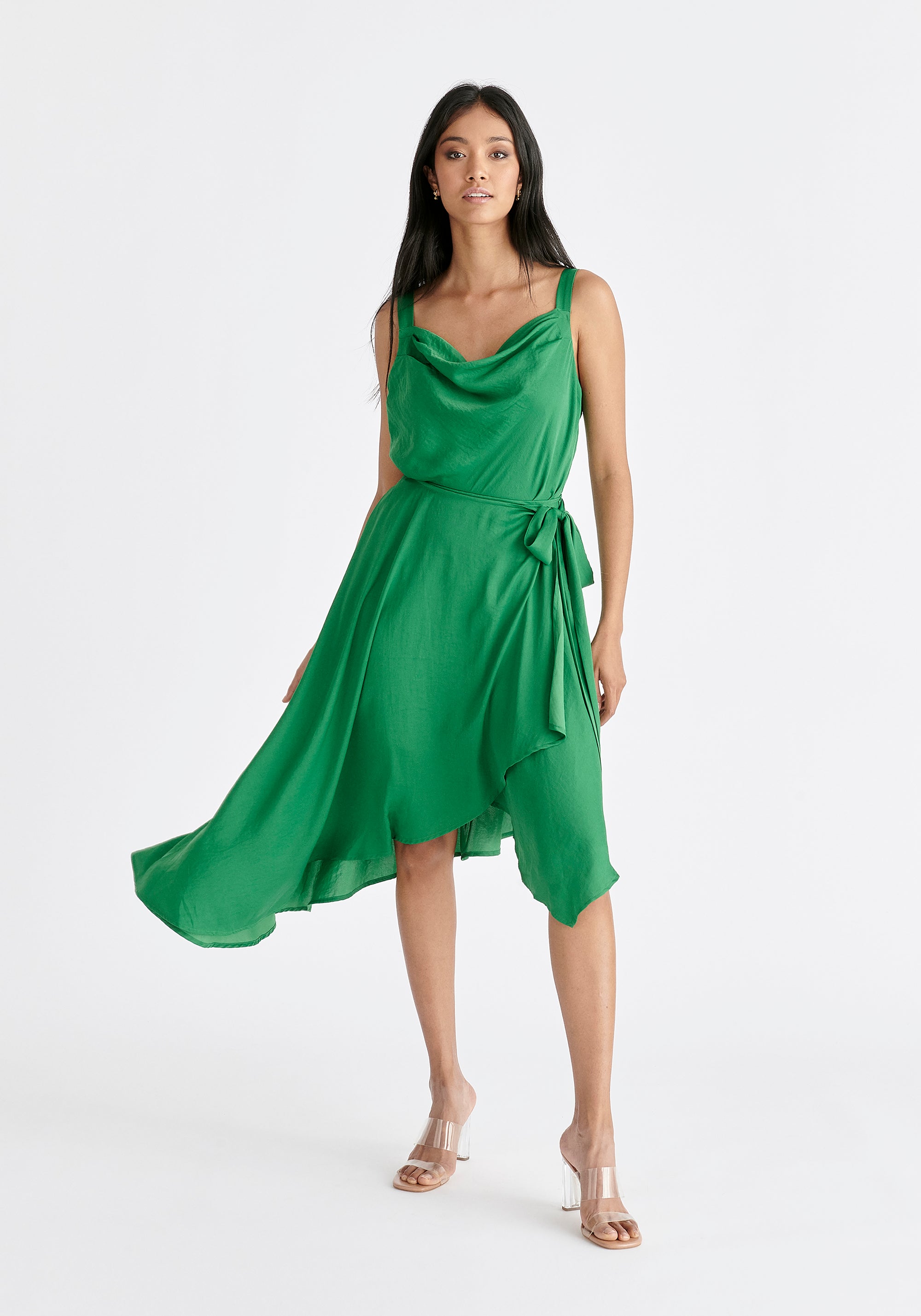 Cowl Neck Dress in Green