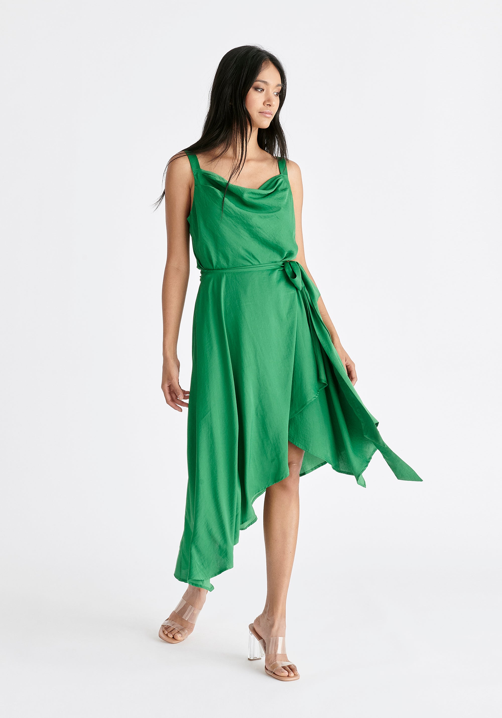 Cowl Neck Dress in Green