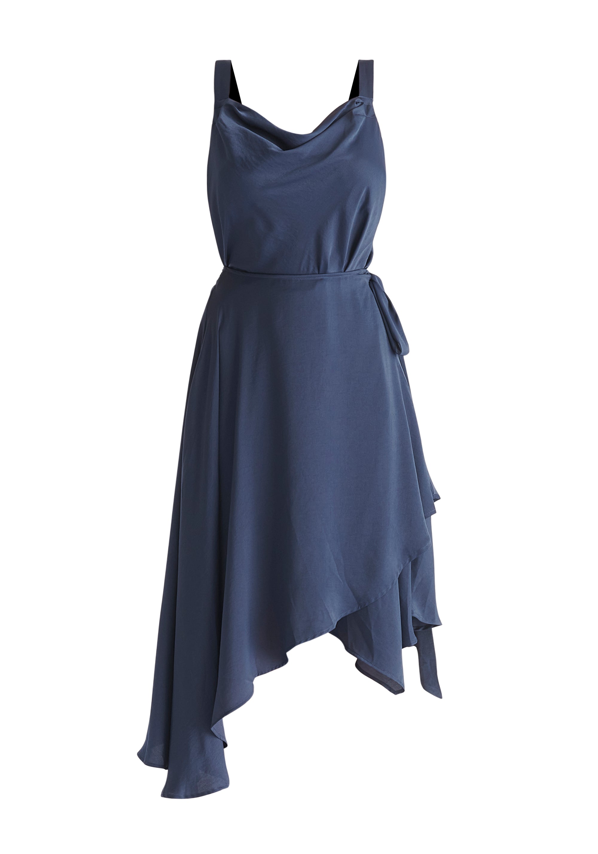 Cowl Neck Dress in Navy Cut Out