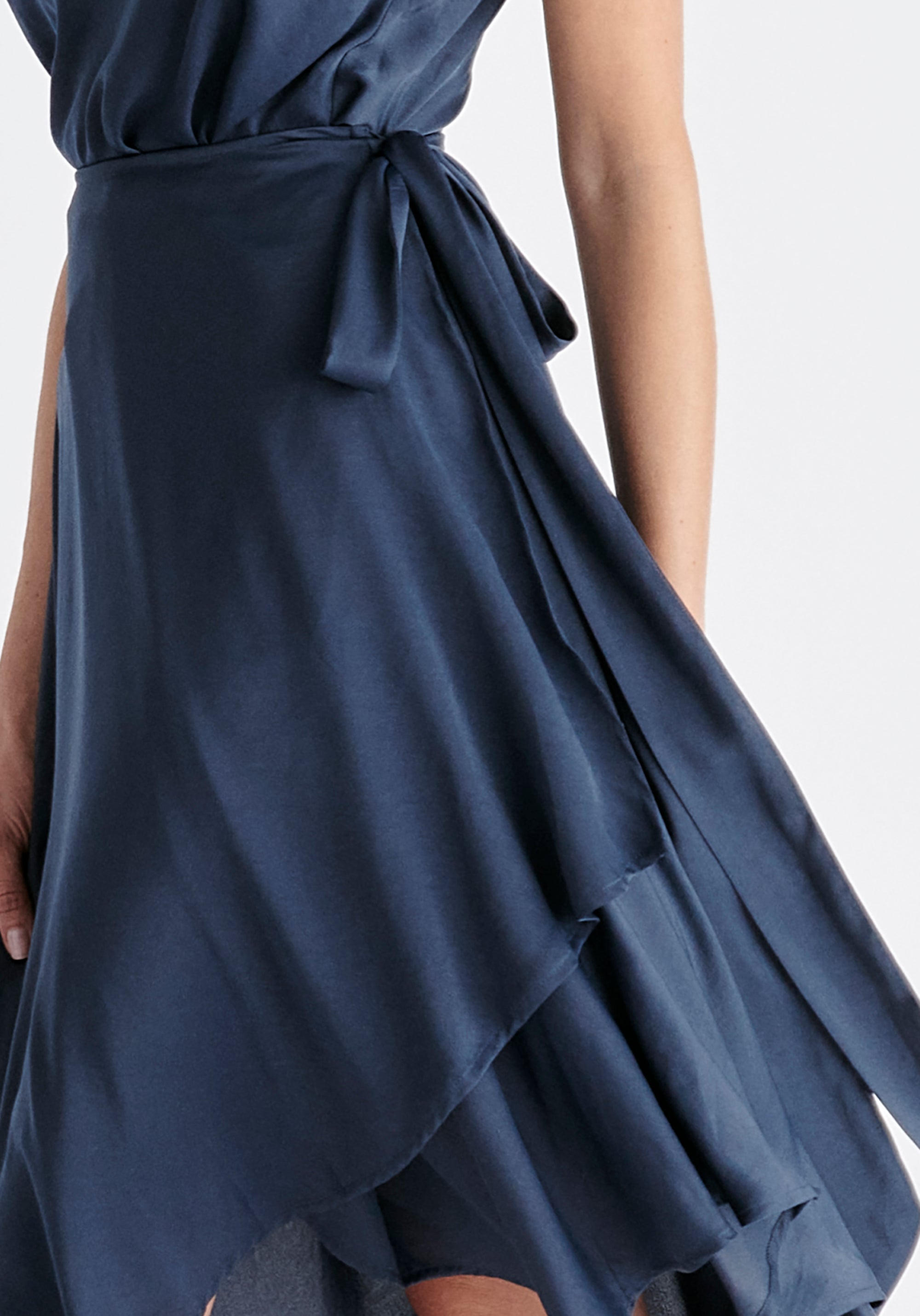 Cowl Neck Dress in Navy Close Up