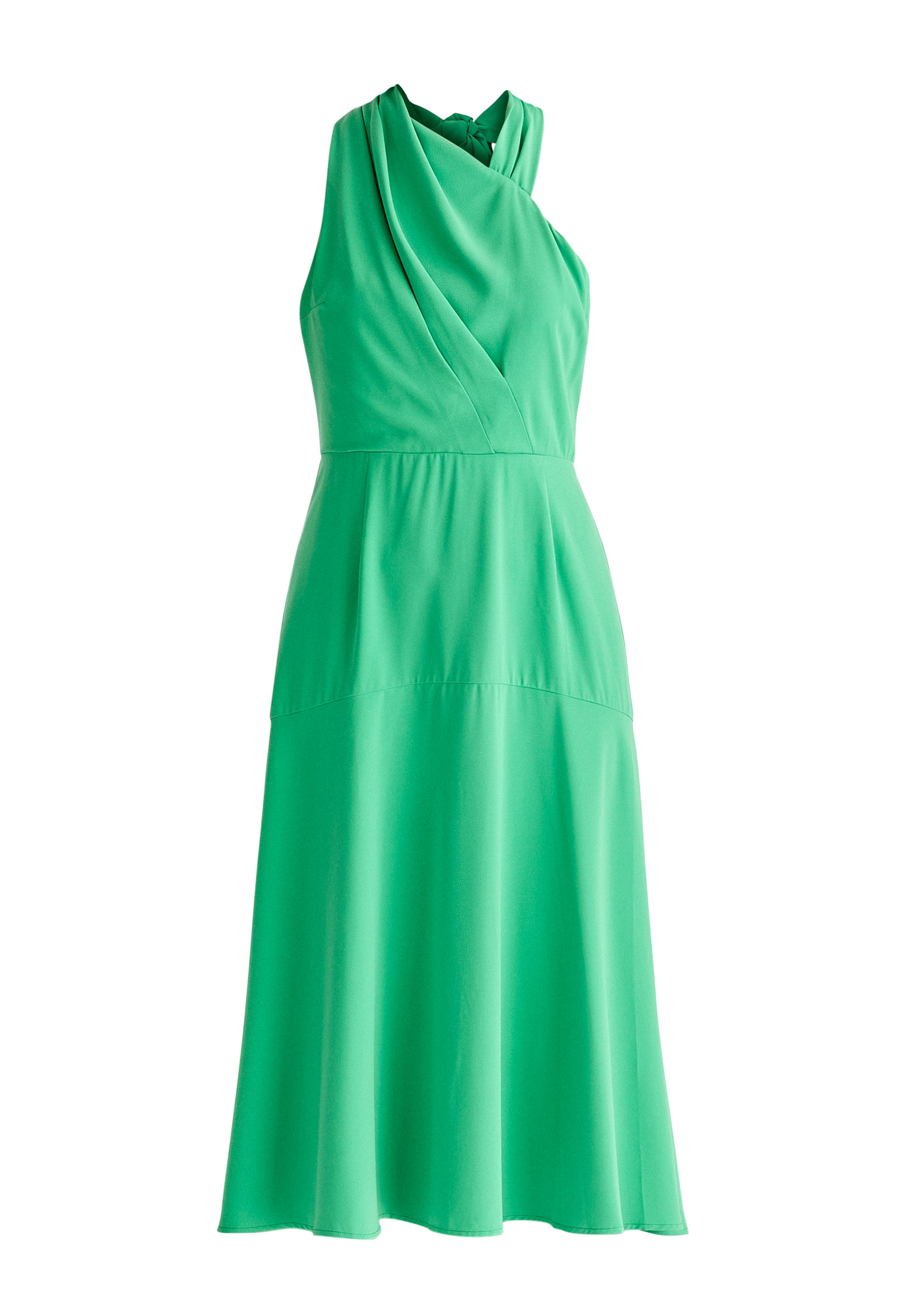 Asymmetric Neck Midi Dress in Green Cut Out