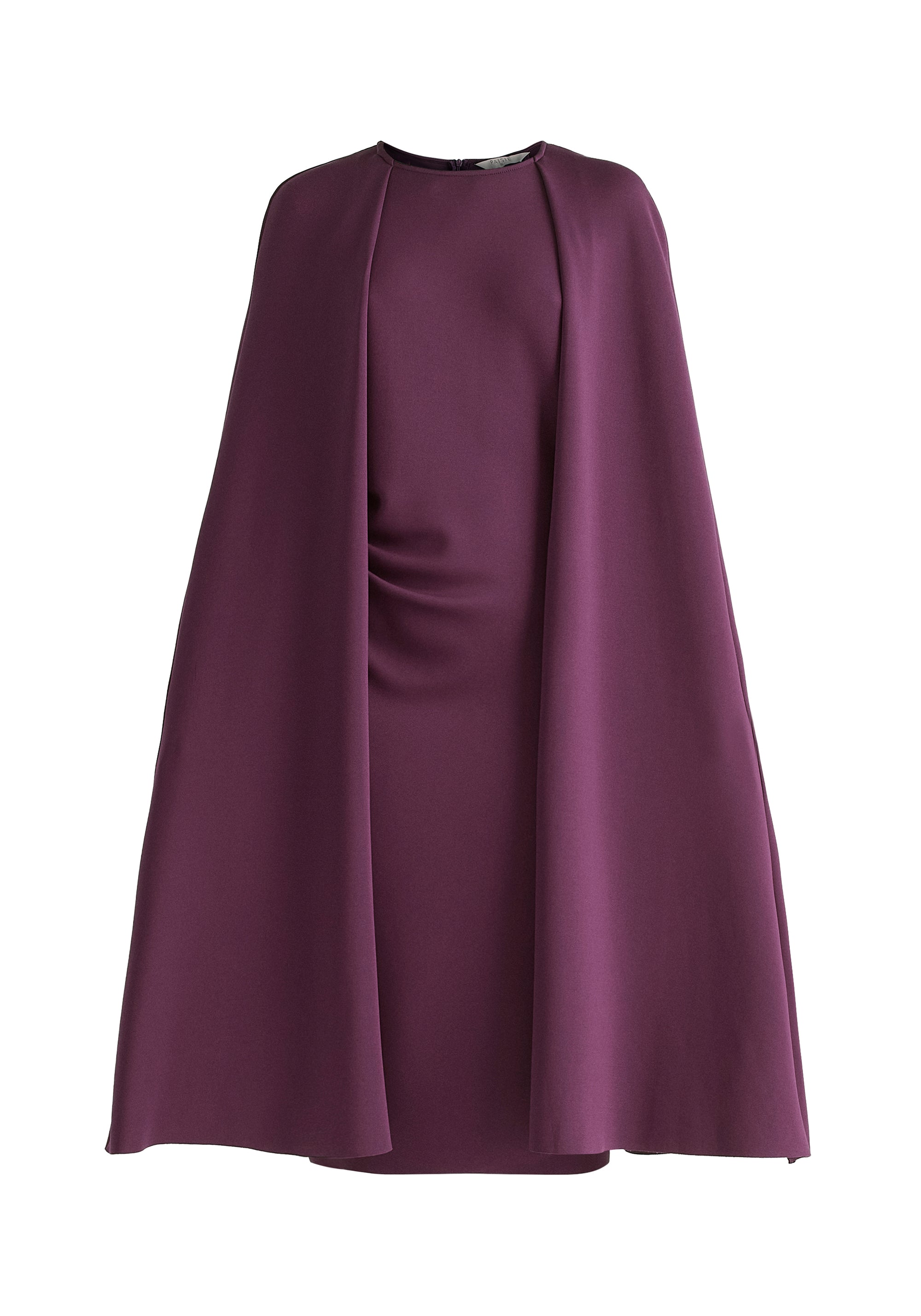 Cape Sleeves Dress with Waist Details in Midnight Plum Cut Out